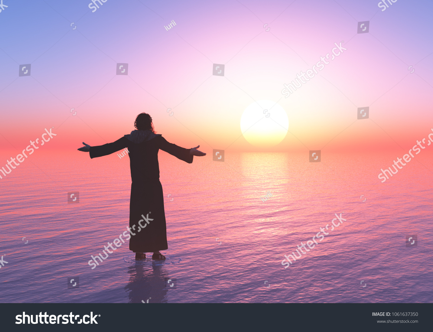 jesus-walking-on-water3d-render-stock-illustration-1061637350