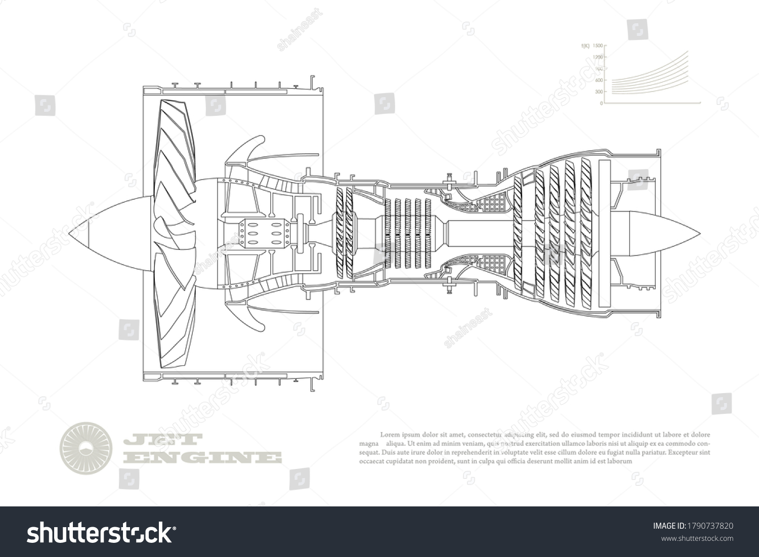 Jet Engine Airplane Outline Style Industrial Stock Illustration ...