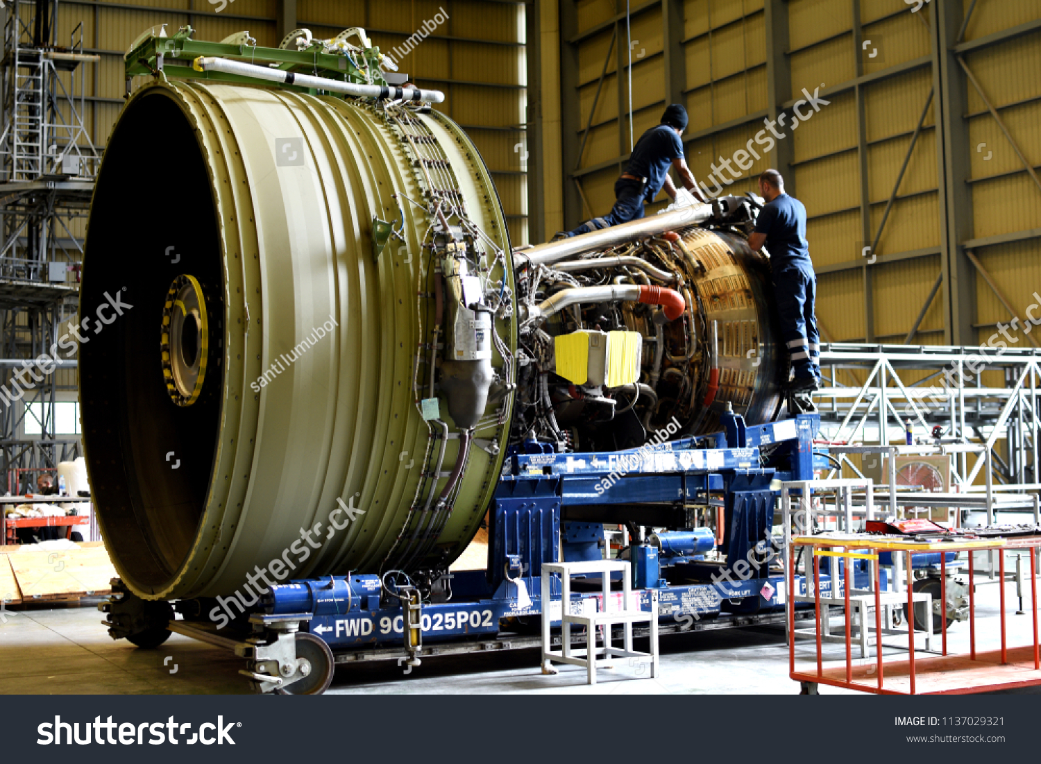 Jet Engine Remove Aircraft Airplane Maintenance Stock Photo (Edit Now ...