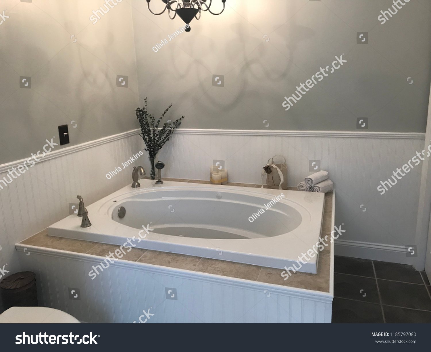 Jet Spa Tub Remodel Sunken Bathtub Interiors Stock Image 1185797080