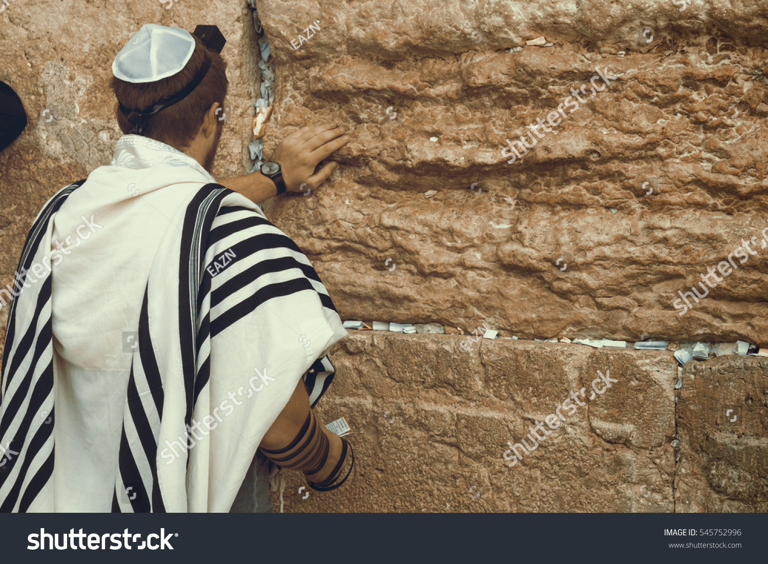 Jewish Man Praying Sacred Wailing Wall Stock Photo (Edit Now) 545752996