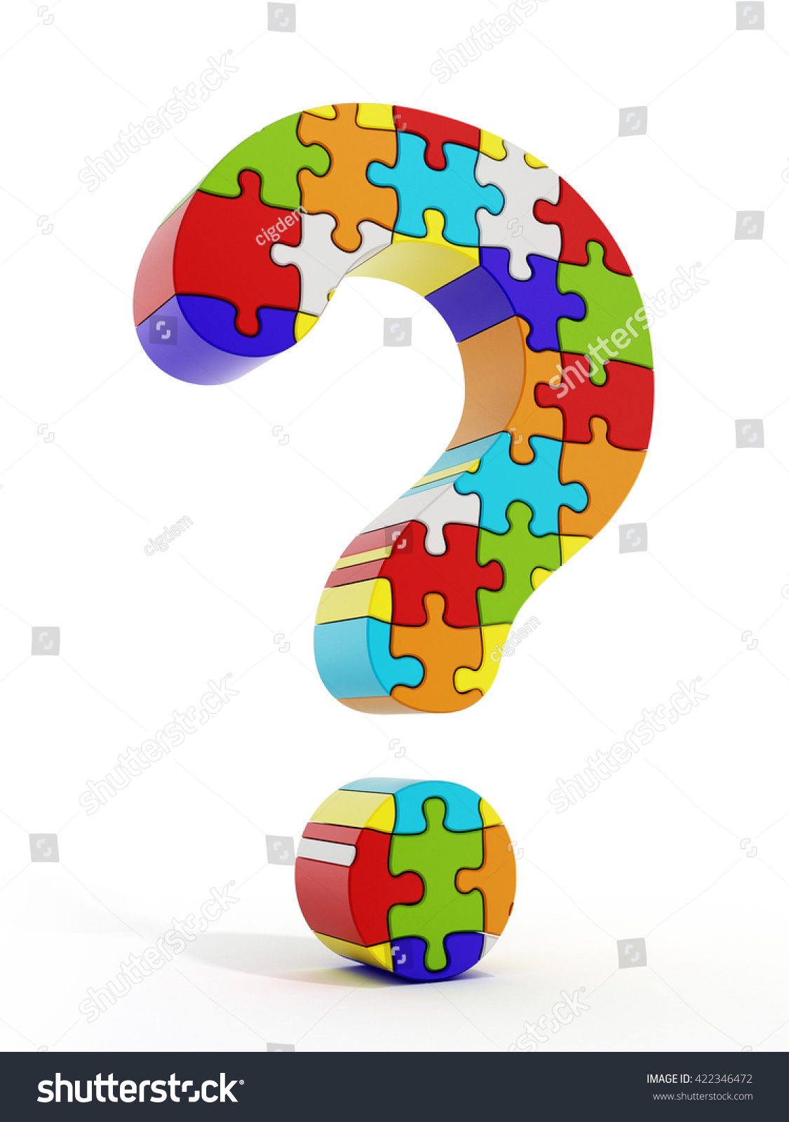 Jigsaw Puzzle Pieces Forming Question Mark Stock Illustration 422346472