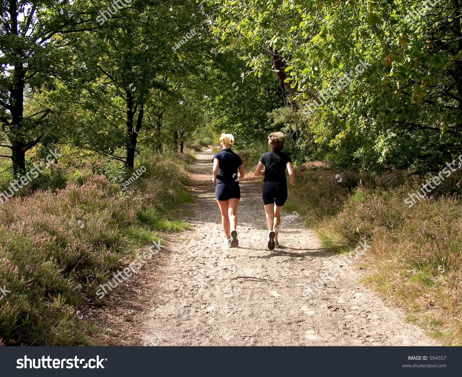 Jogging In The Forest. Two Women Doing Fitness. Stock Photo 594557 ...