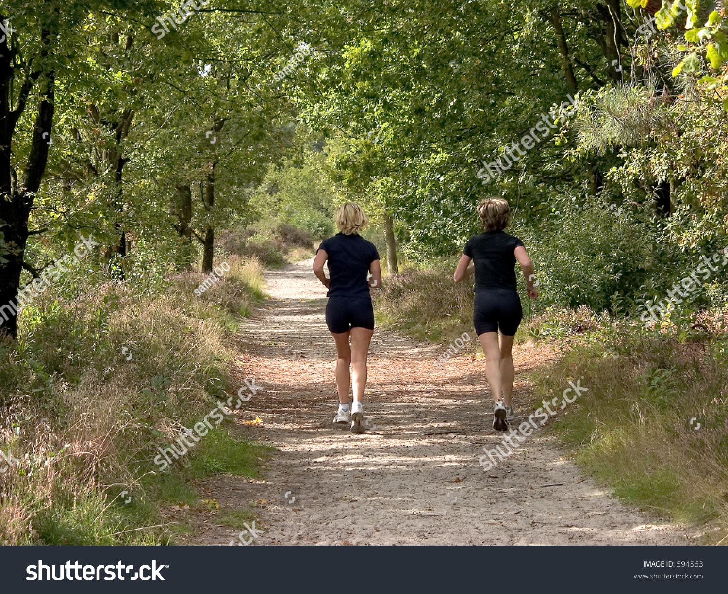 Jogging In The Forest. Two Women Doing Fitness. Stock Photo 594563 ...