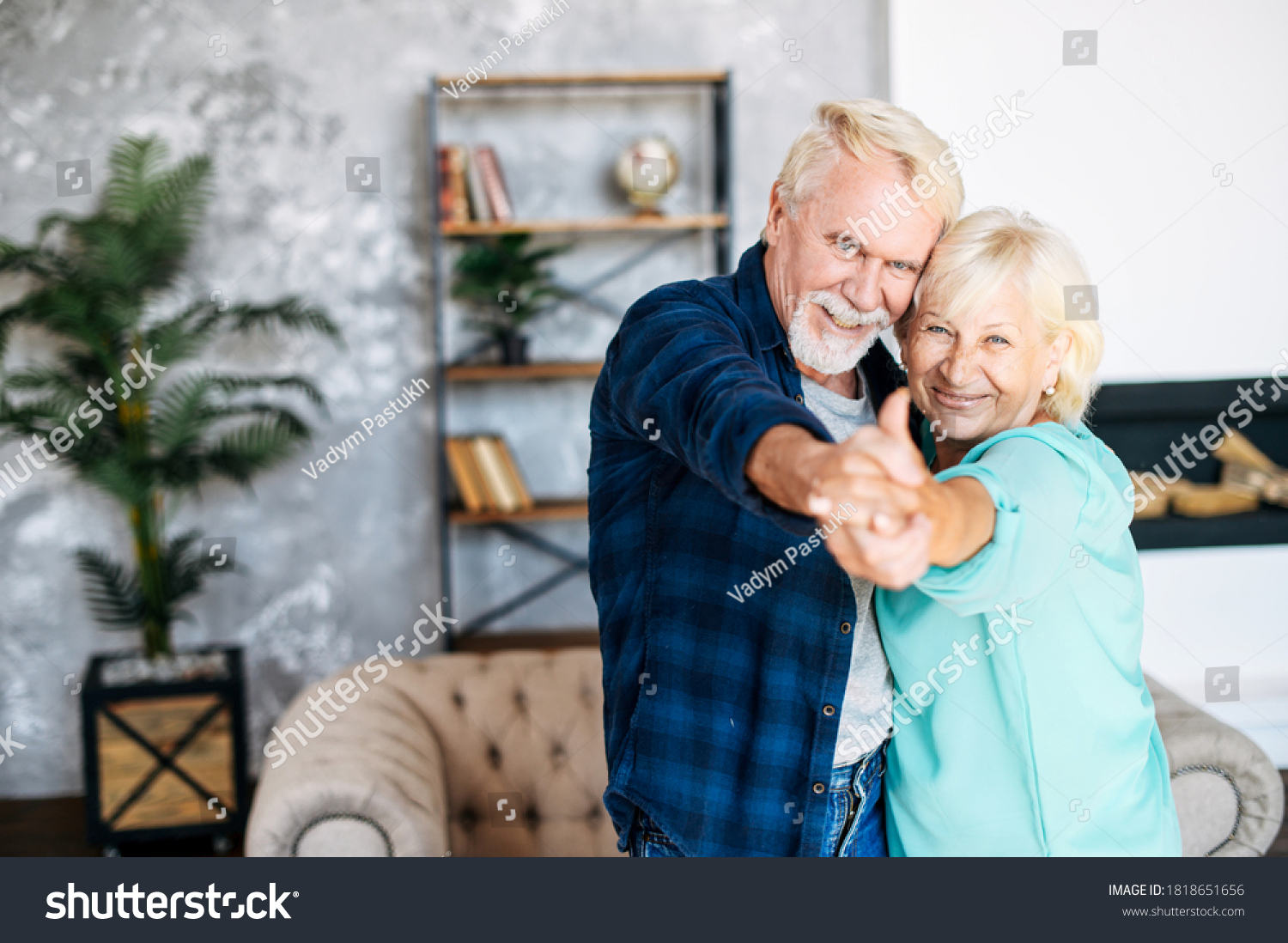 Joyful Elderly Couple Has Fun Cozy Stock Photo Edit Now 1818651656