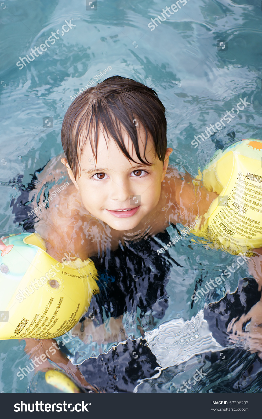 Joyful Smiling Little Boy Swimming Pool Stock Photo Edit Now 57296293