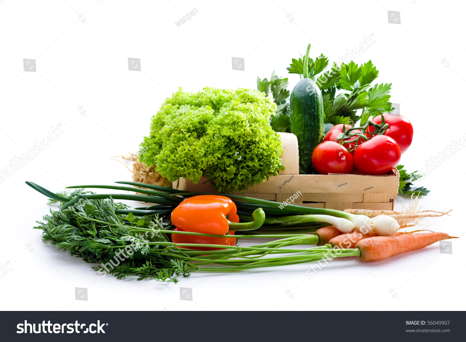 Juicy Vegetables In Punnet On White Background Stock Photo 56049907 ...