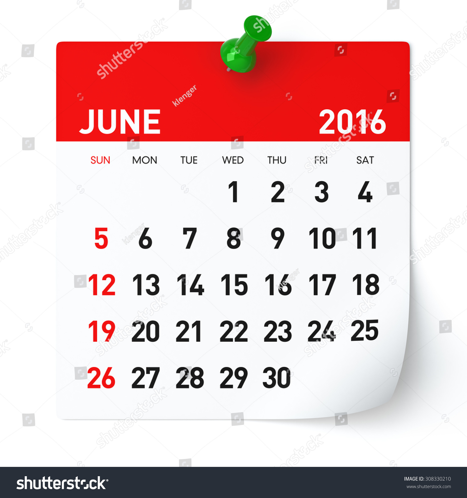 June 16 Calendar Isolated On White Stock Illustration