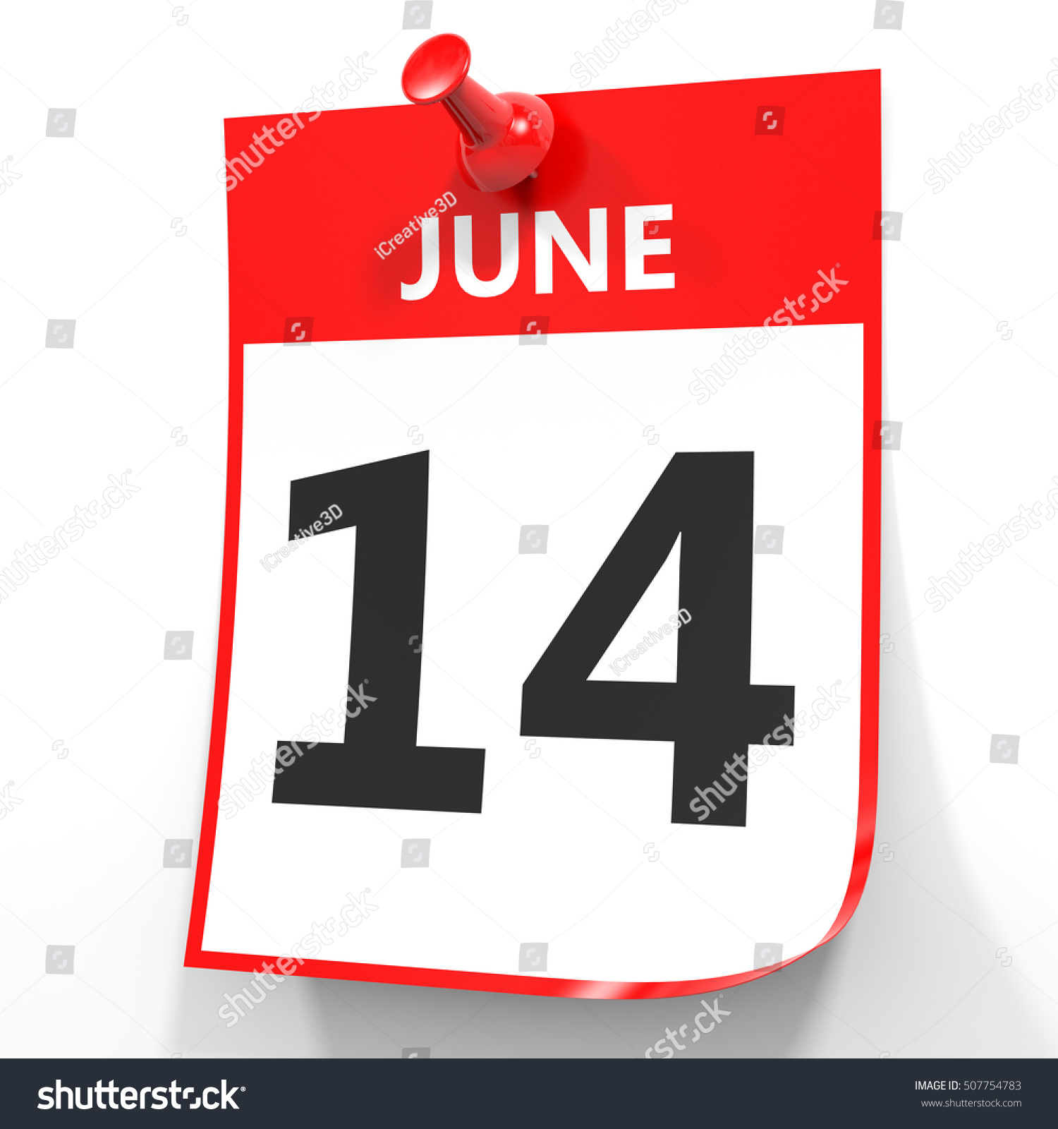 June 14 Calendar On White Background Stock Illustration 507754783 ...