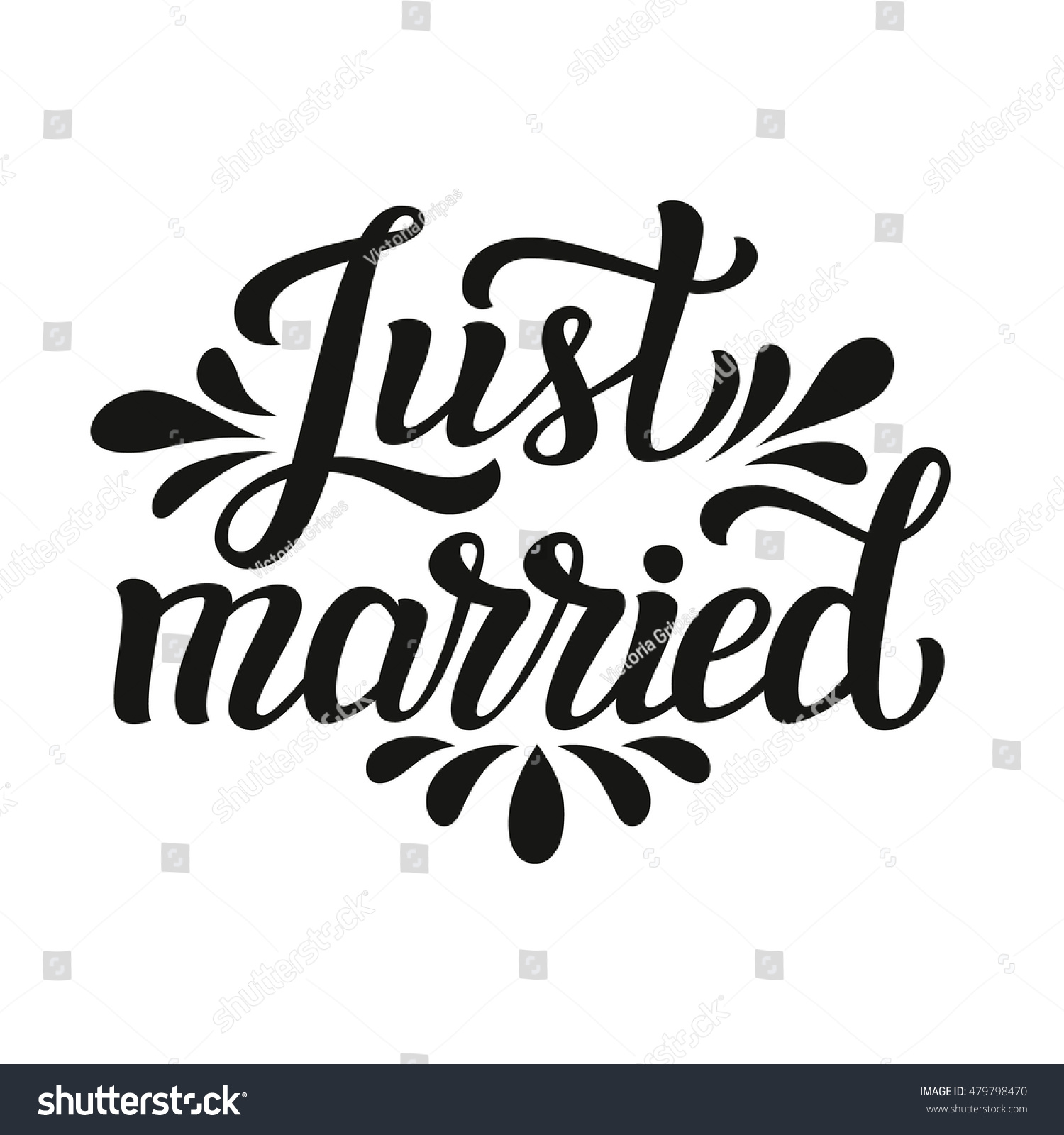 Just Married Hand Lettering Typography Text Stock Illustration