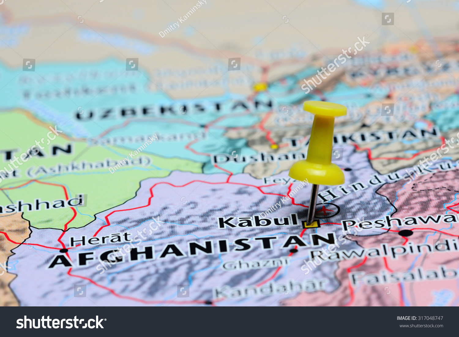 Kabul Pinned On Map Asia Stock Photo 317048747 Shutterstock   Stock Photo Kabul Pinned On A Map Of Asia 317048747 