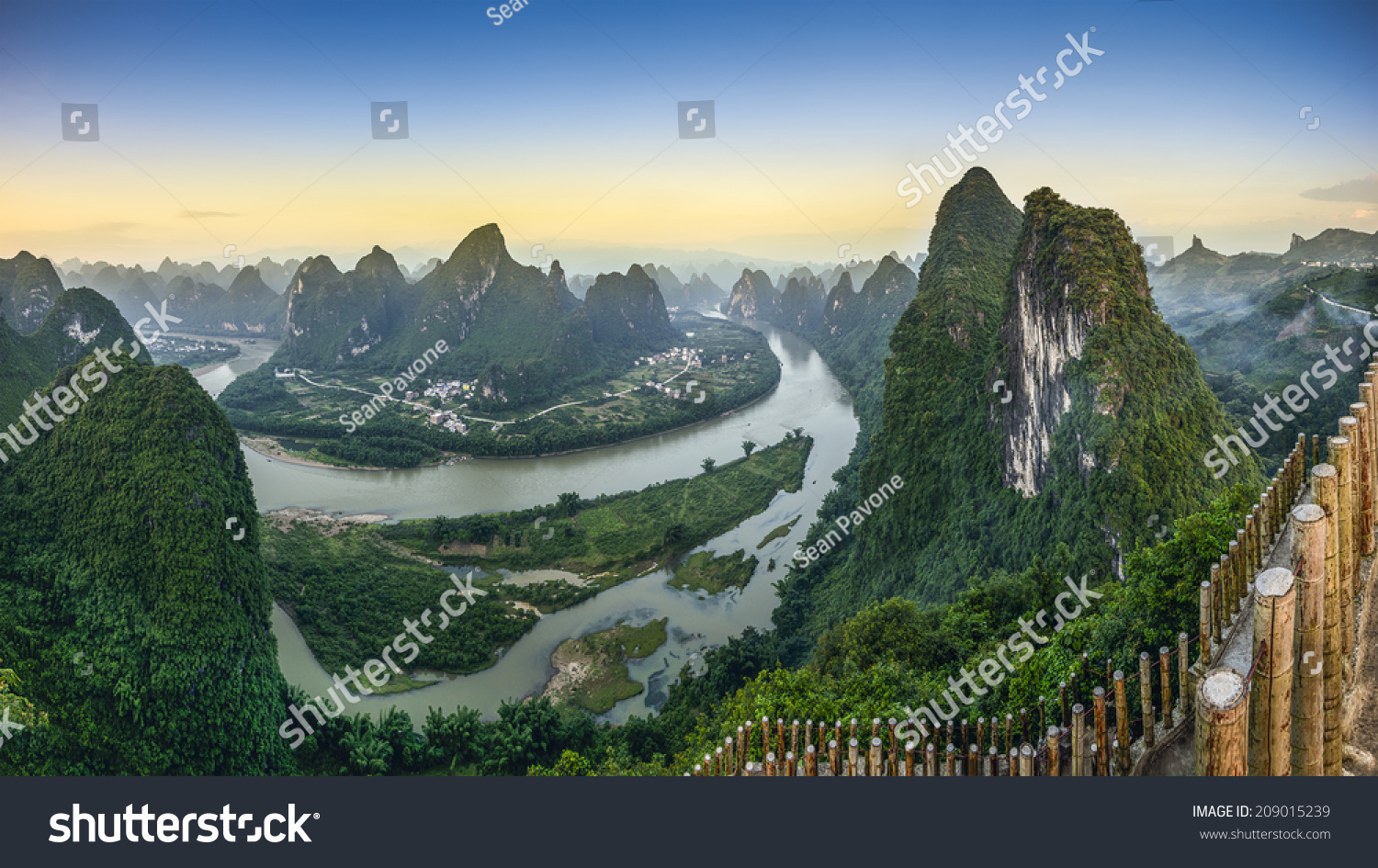 Karst Mountain Landscape On The Li River In Xingping, Guangxi Province ...