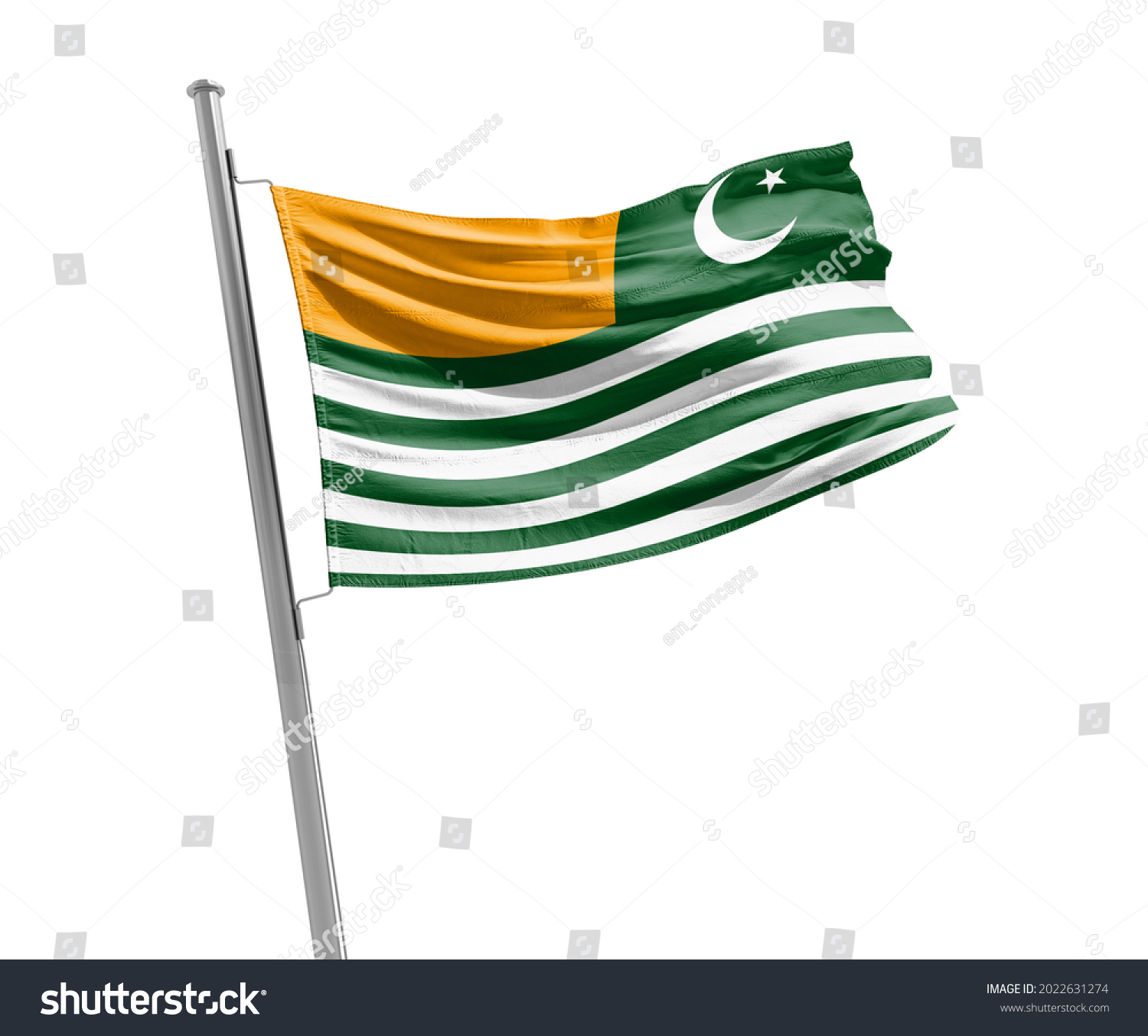 Kashmir National Flag Waving 3d Render Stock Illustration 2022631274