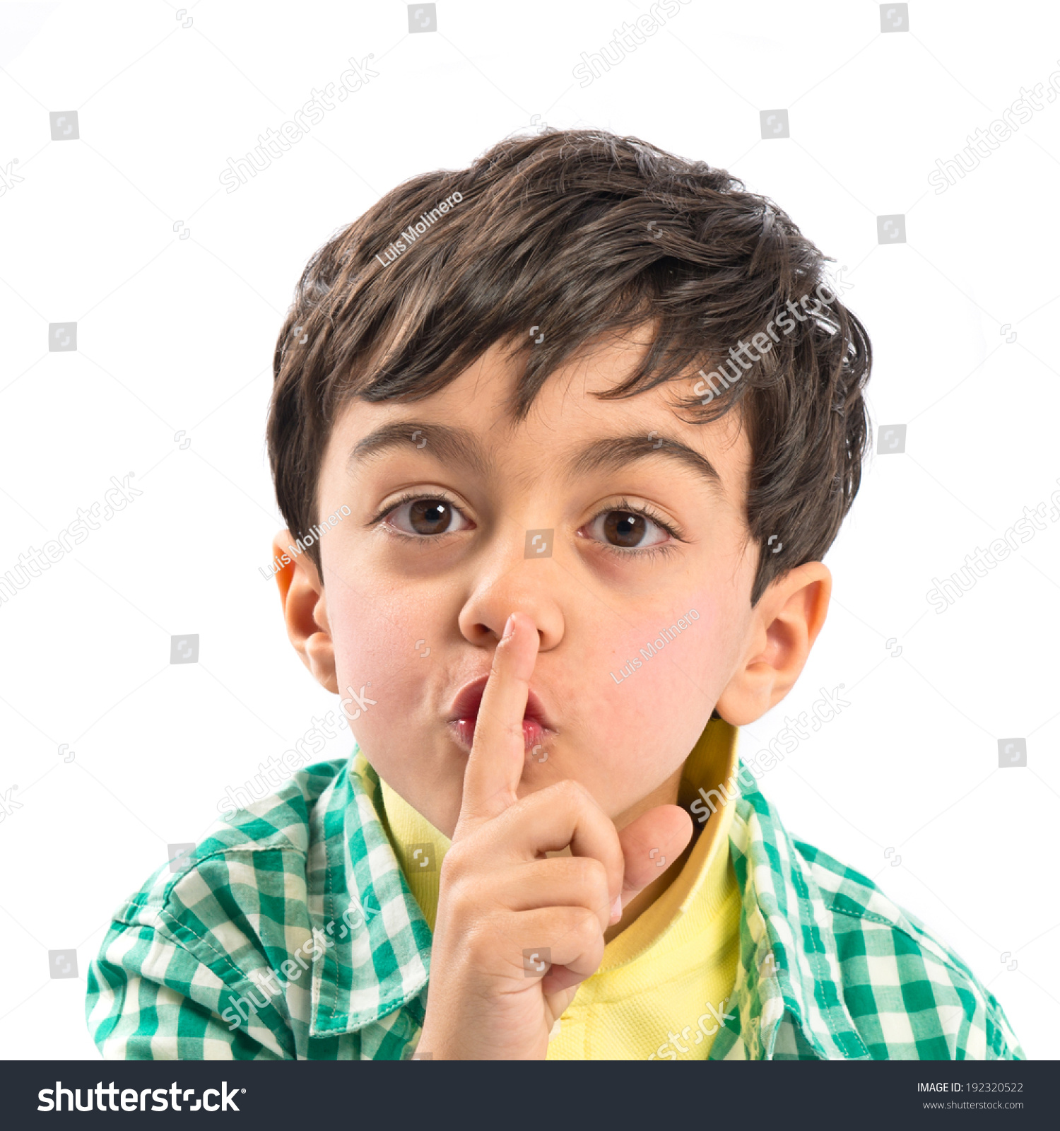 Kid Doing Silence Gesture Over White Background Stock Photo 192320522 ...