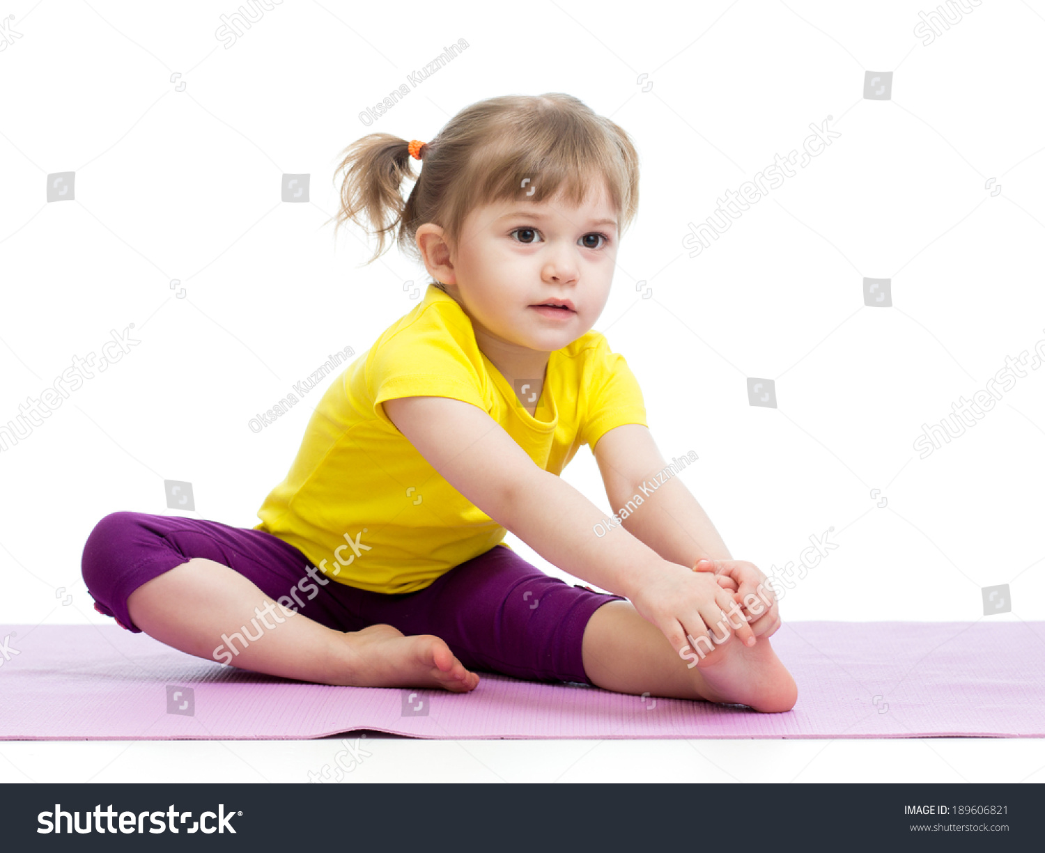 Kid Girl Doing Fitness Exercises Stock Photo 189606821 : Shutterstock