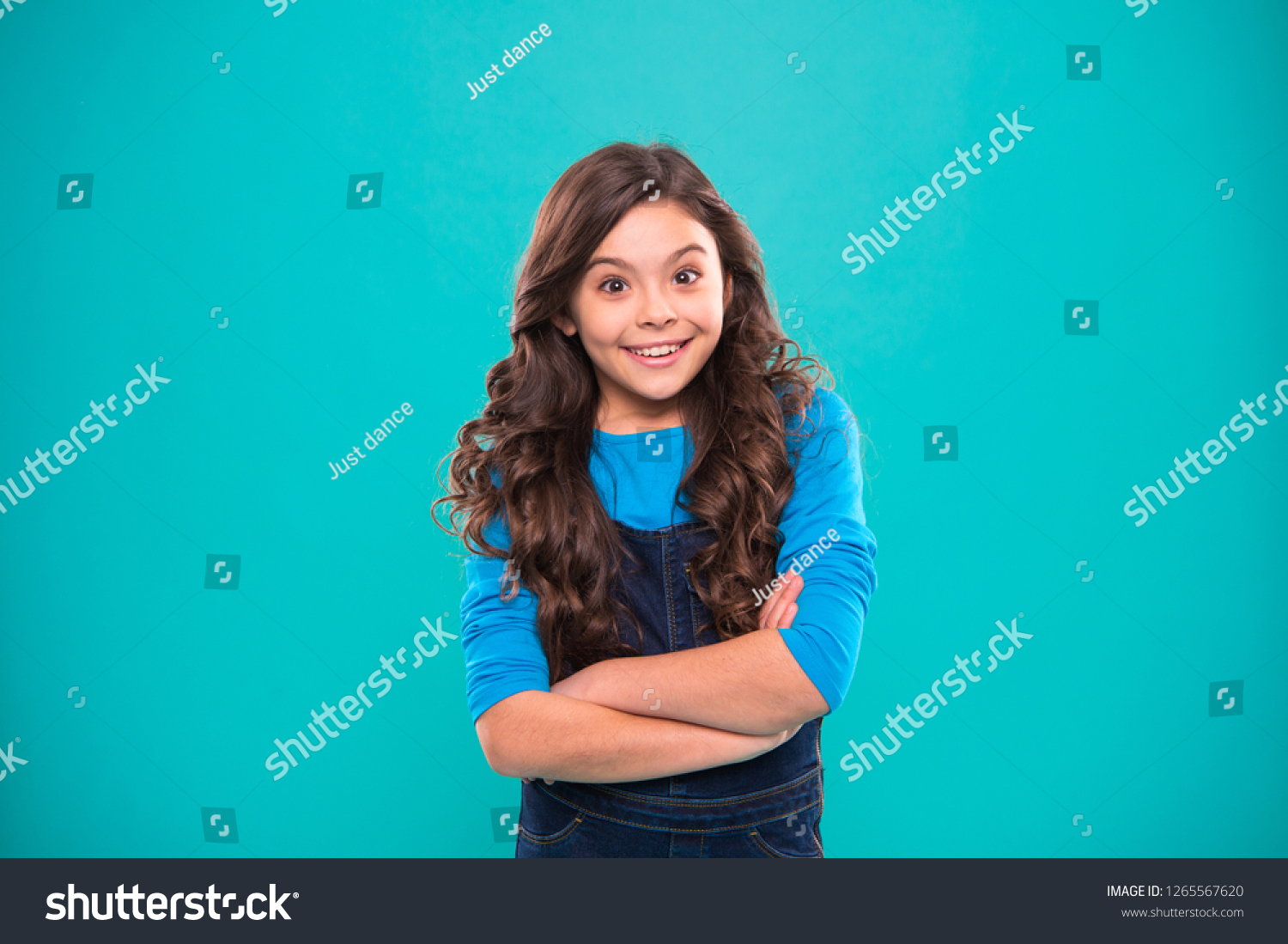 Kid Girl Long Hair Posing Confidently Stock Photo Edit Now