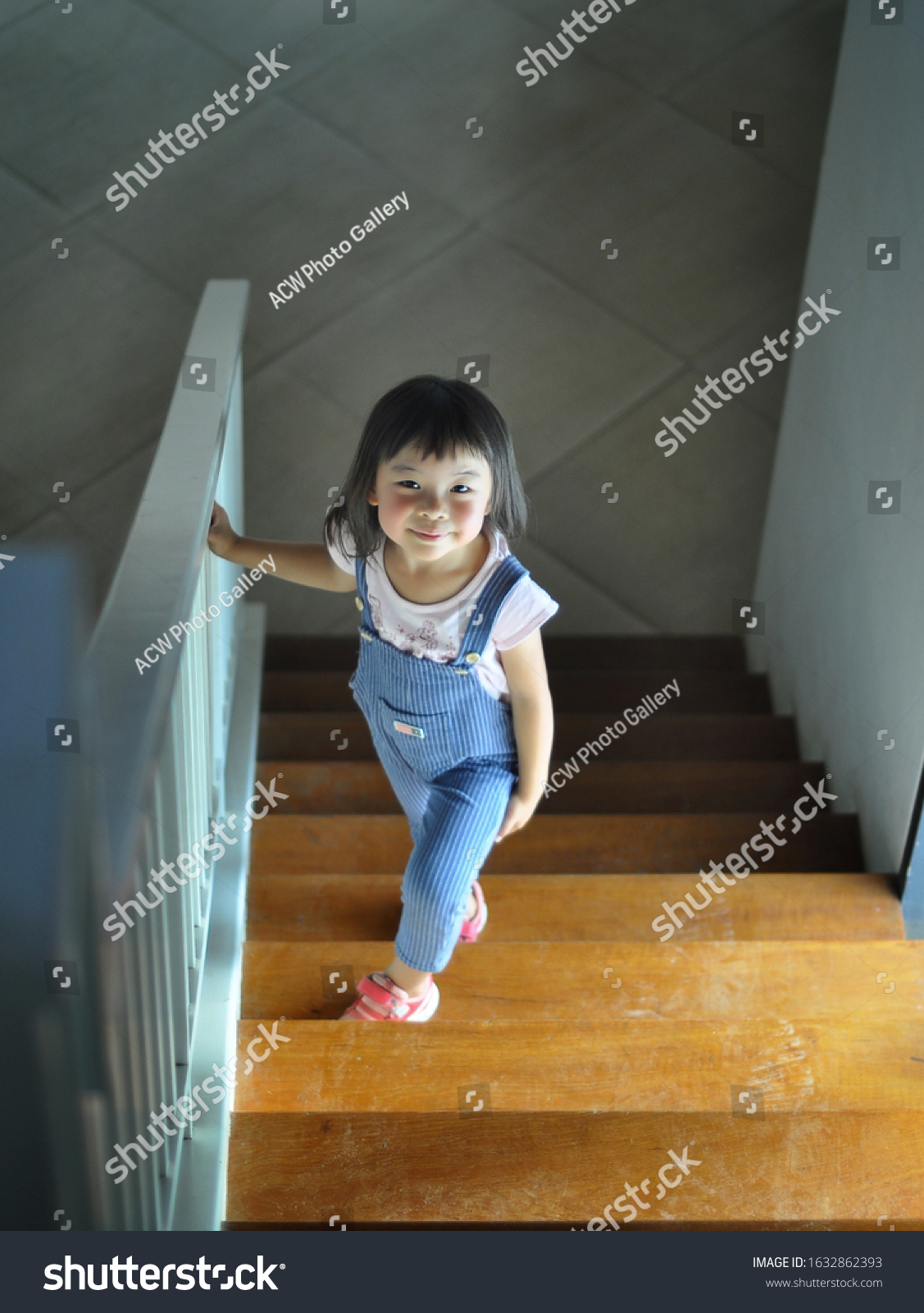 Kid Girl Looking Staircase Stock Photo 1632862393 | Shutterstock