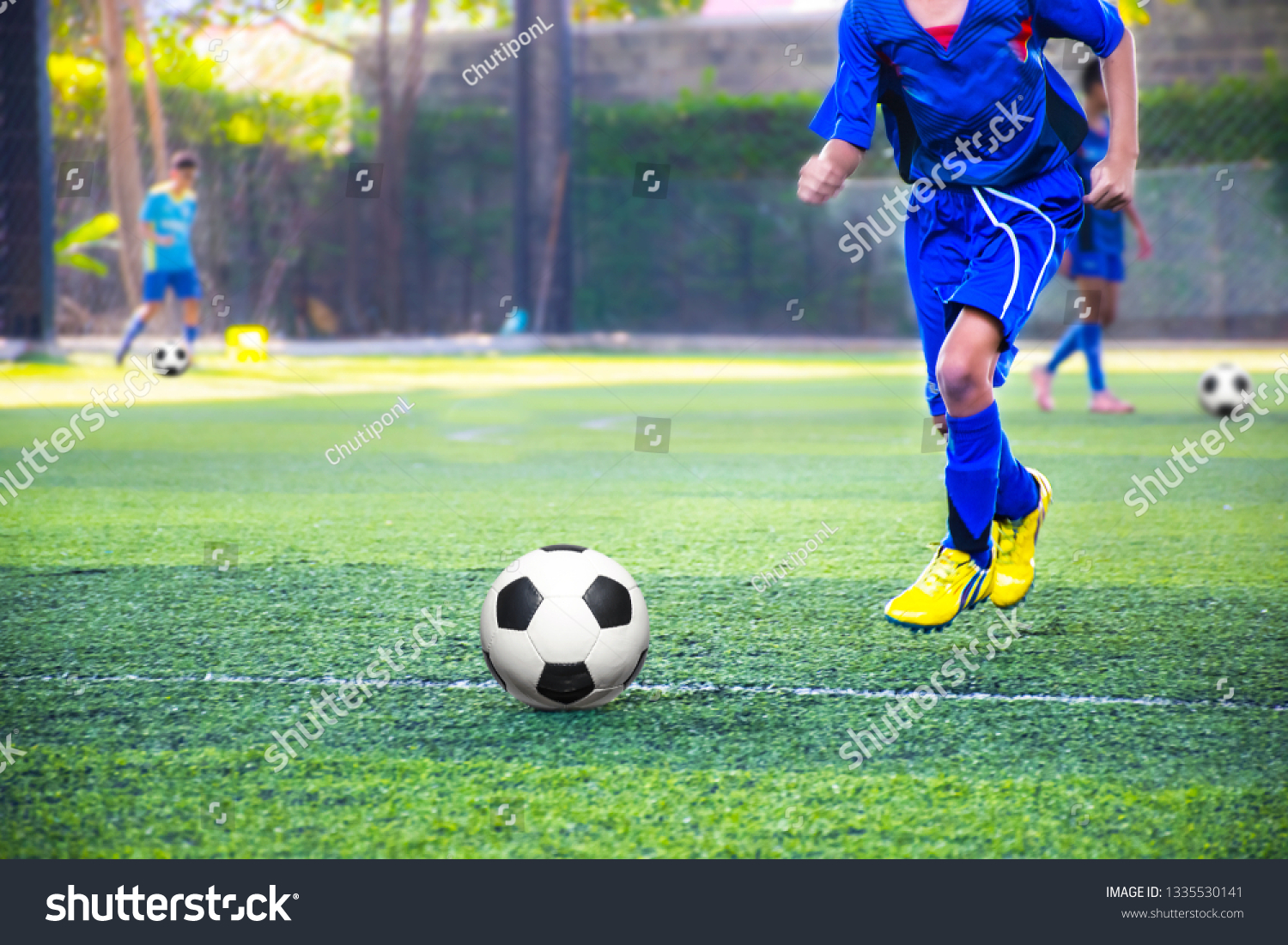 Kid Move Soccer Practice Drills Cones Stock Photo Edit Now