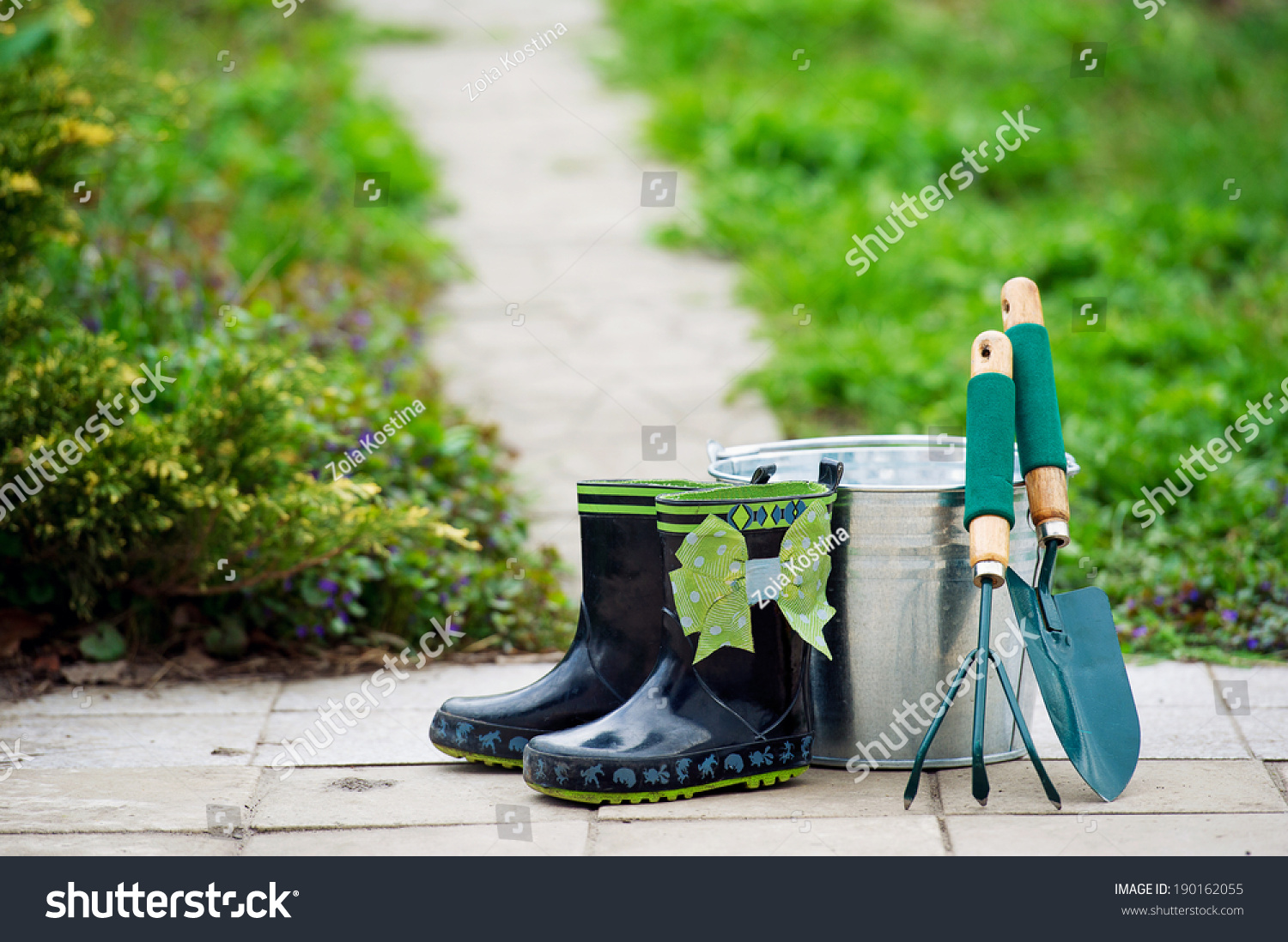 Kids Rain Boots Garden Utensils Spring 