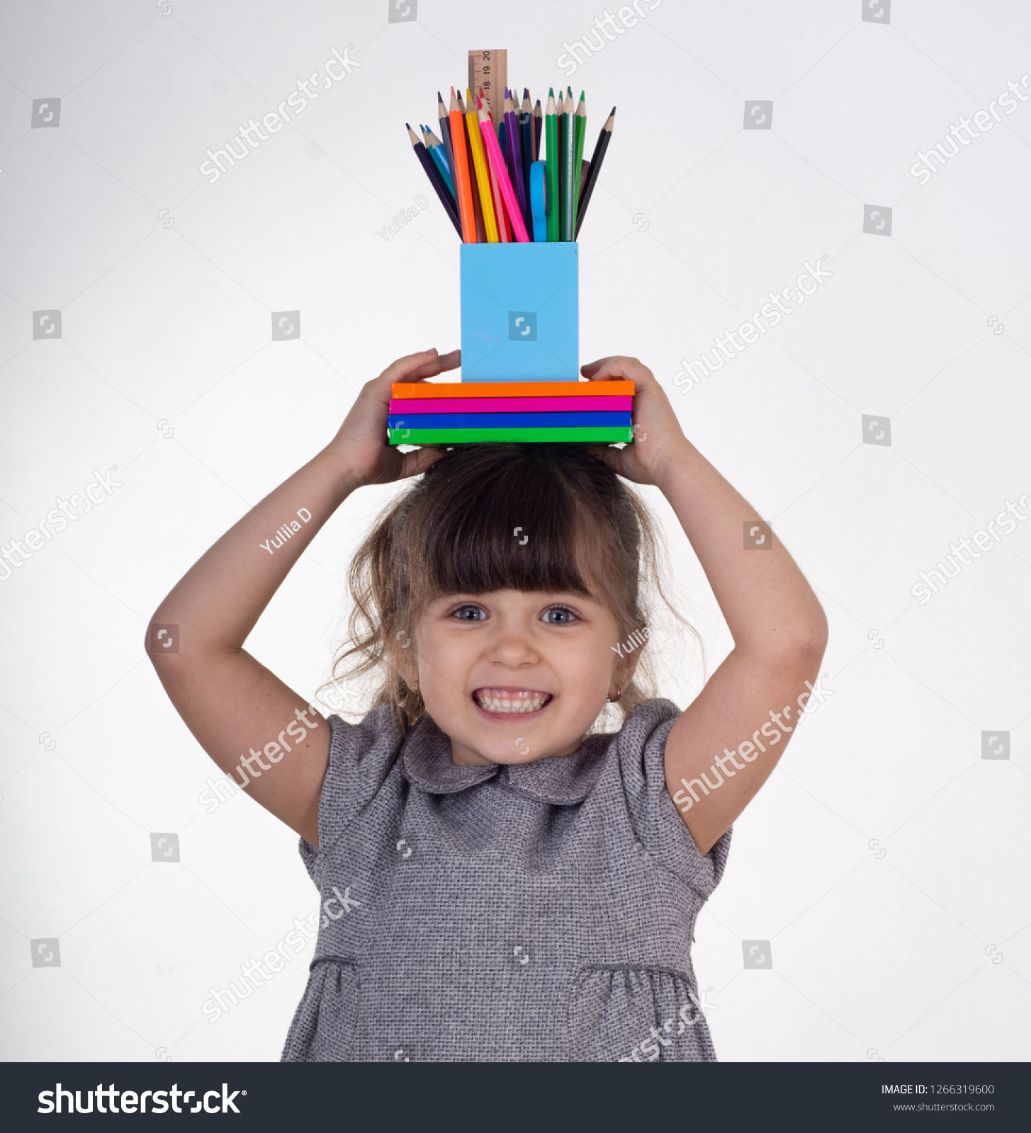 Kid School Supplies Kids Happy Go Stock Photo Edit Now