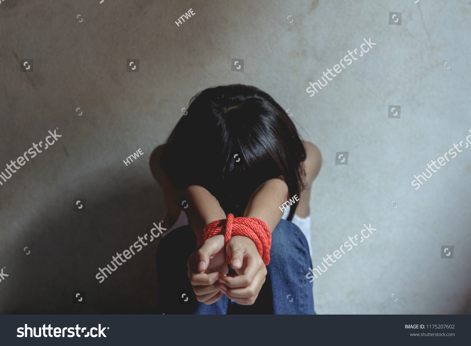 Kidnapped Little Girl Tied Ropeabused Tortured Stock Photo 1175207602 ...