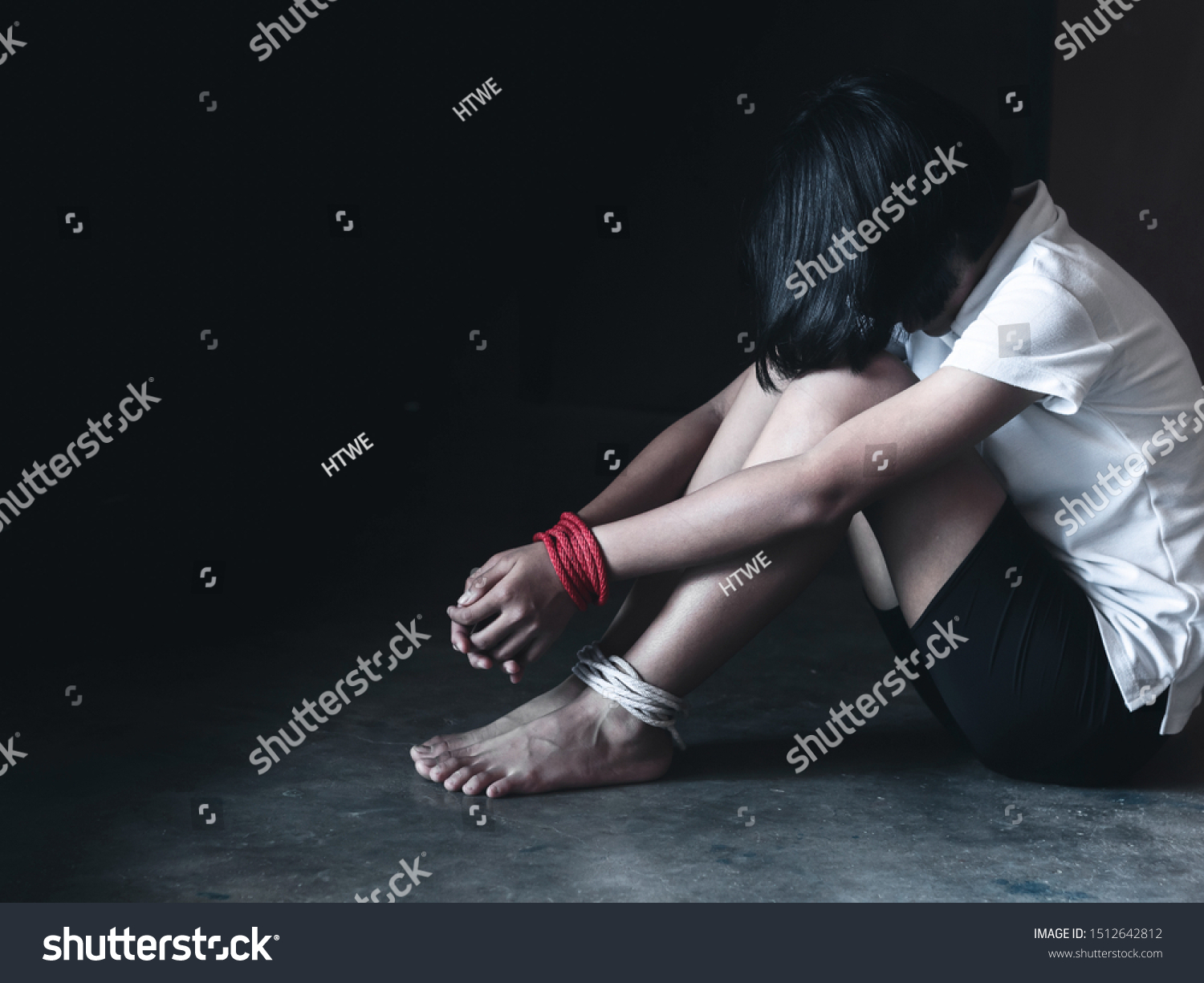 Kidnapped Little Girl Tied Ropeabused Tortured Stock Photo 1512642812 ...