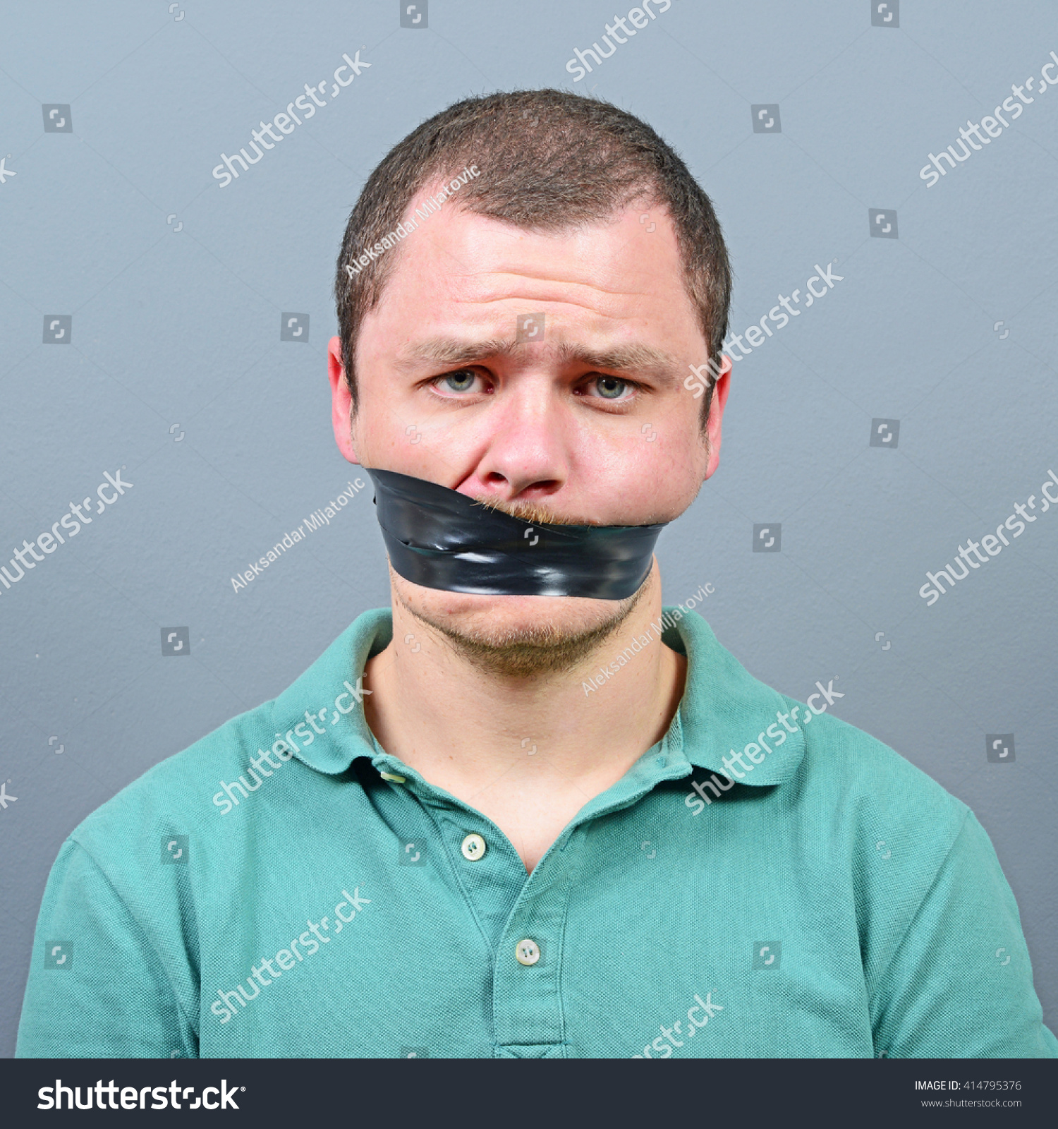 Kidnapped Man With Tape Over His Mouth Stock Photo 414795376 : Shutterstock