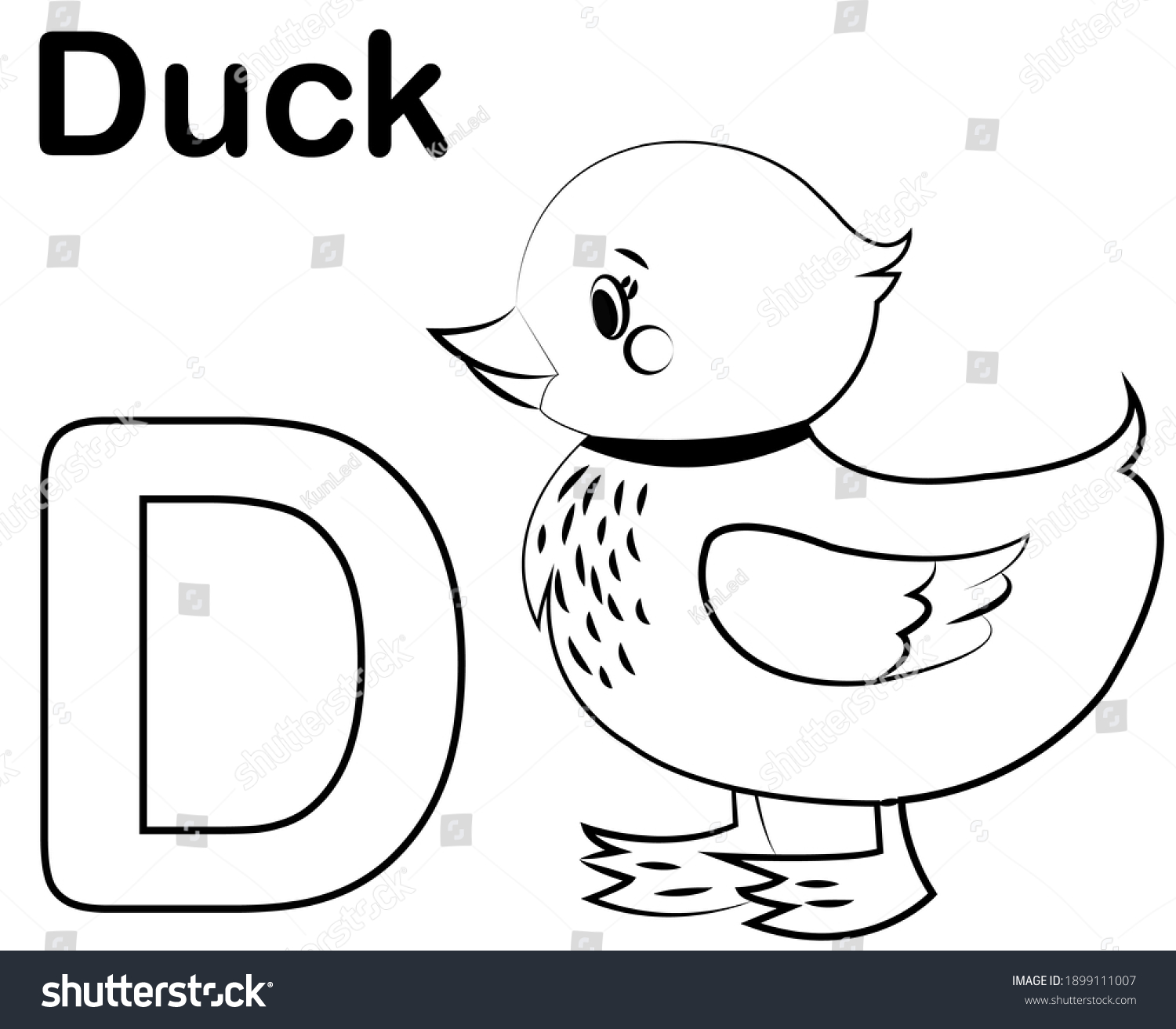 Kids Coloring Alphabet D Duck Stock Illustration 1899111007 | Shutterstock