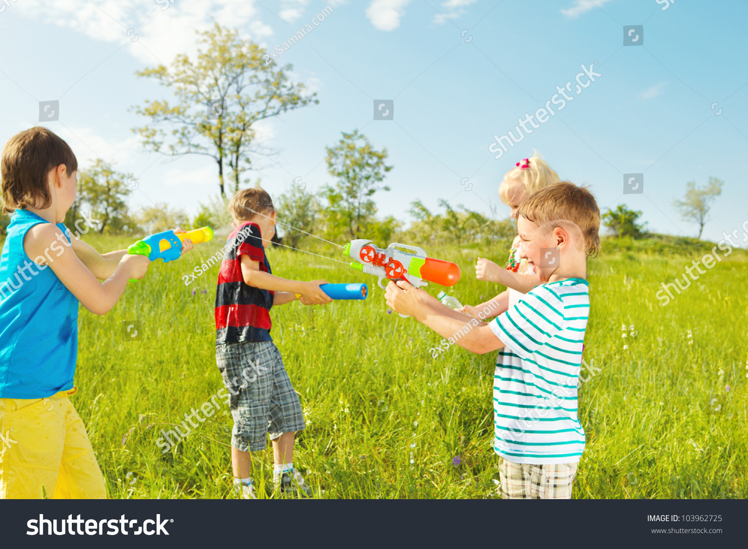 Kids Group Water Guns Soakers Shooting Stock Photo 103962725 - Shutterstock