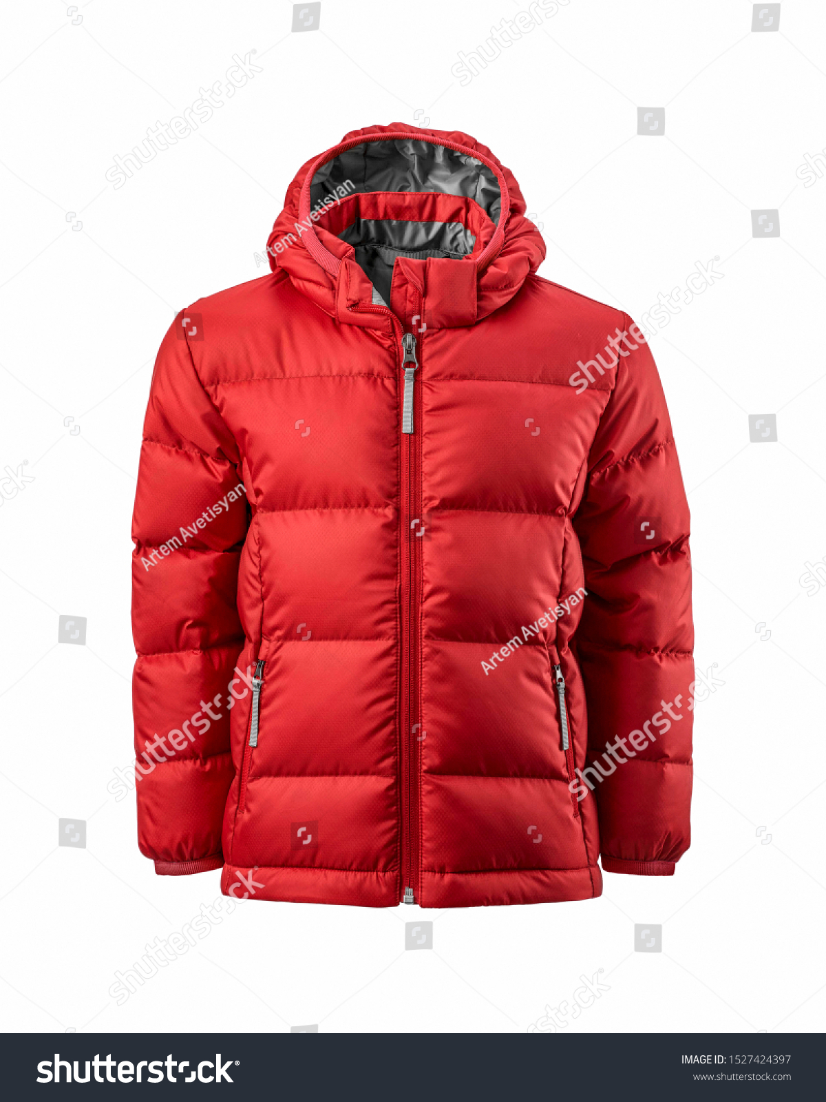 white and red puffer jacket