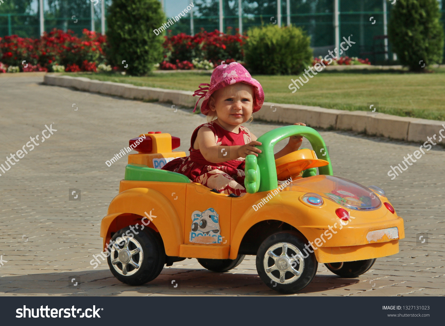 Kids Riding Toy Car Little Girl Stock Photo 1327131023 | Shutterstock