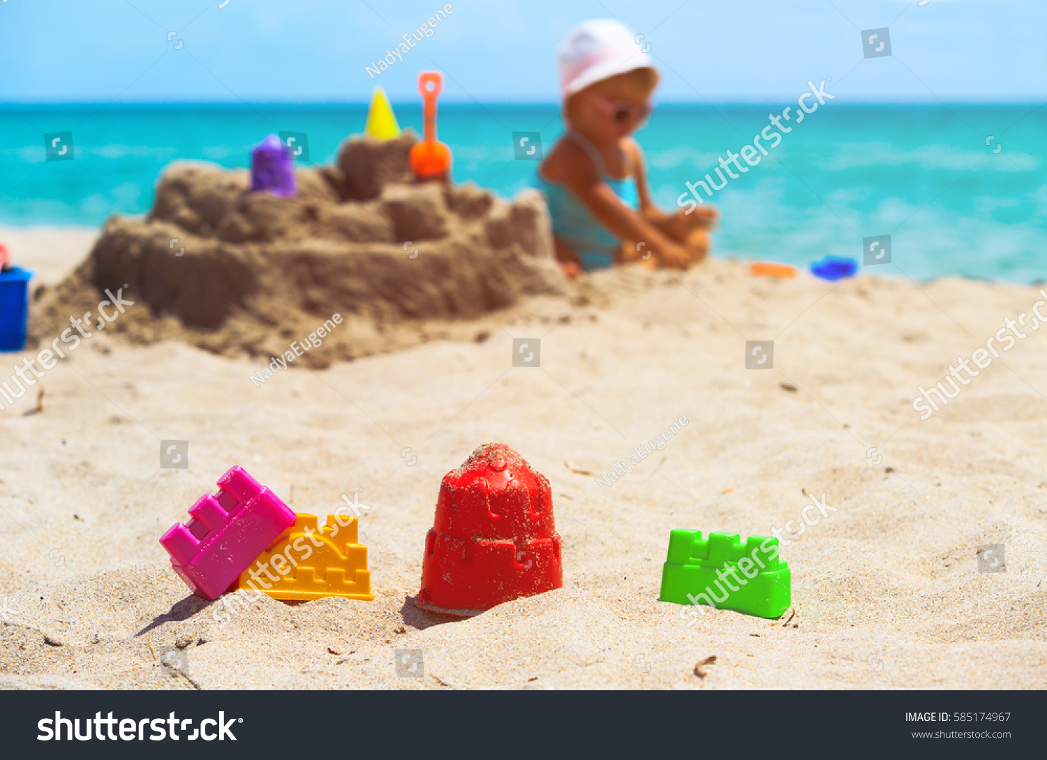 Kids Toys Little Girl Building Sandcastle Stock Photo 585174967 ...