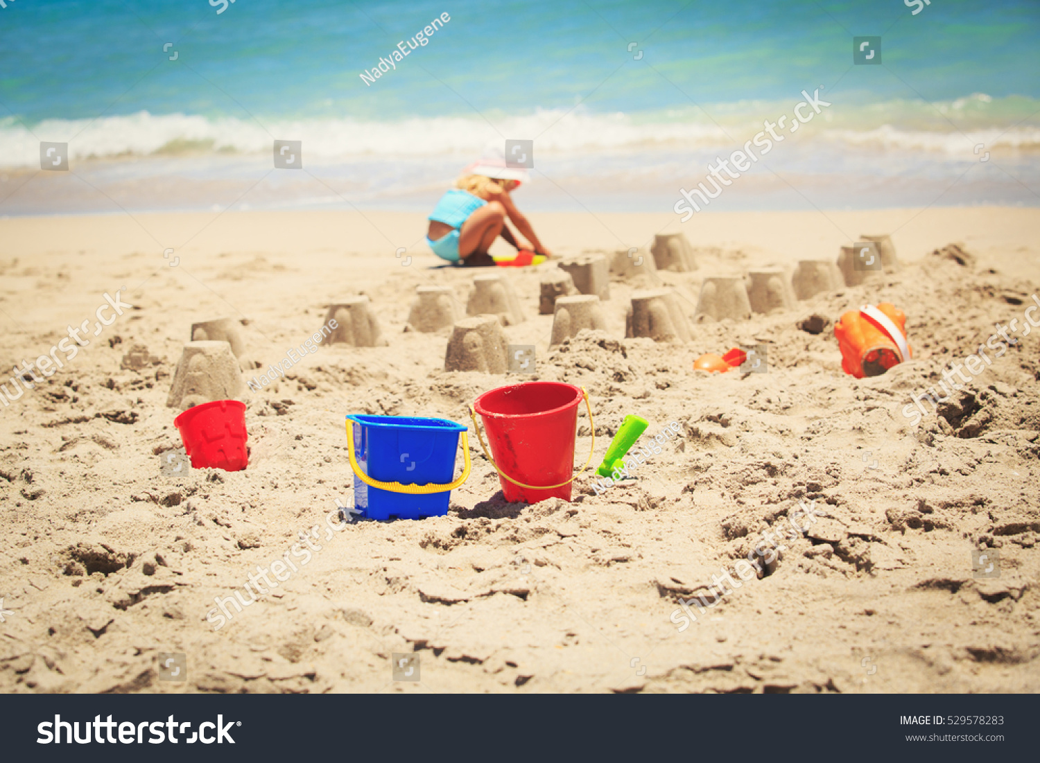 Kids Toys Little Girl Building Sandcastle Stock Photo 529578283 ...
