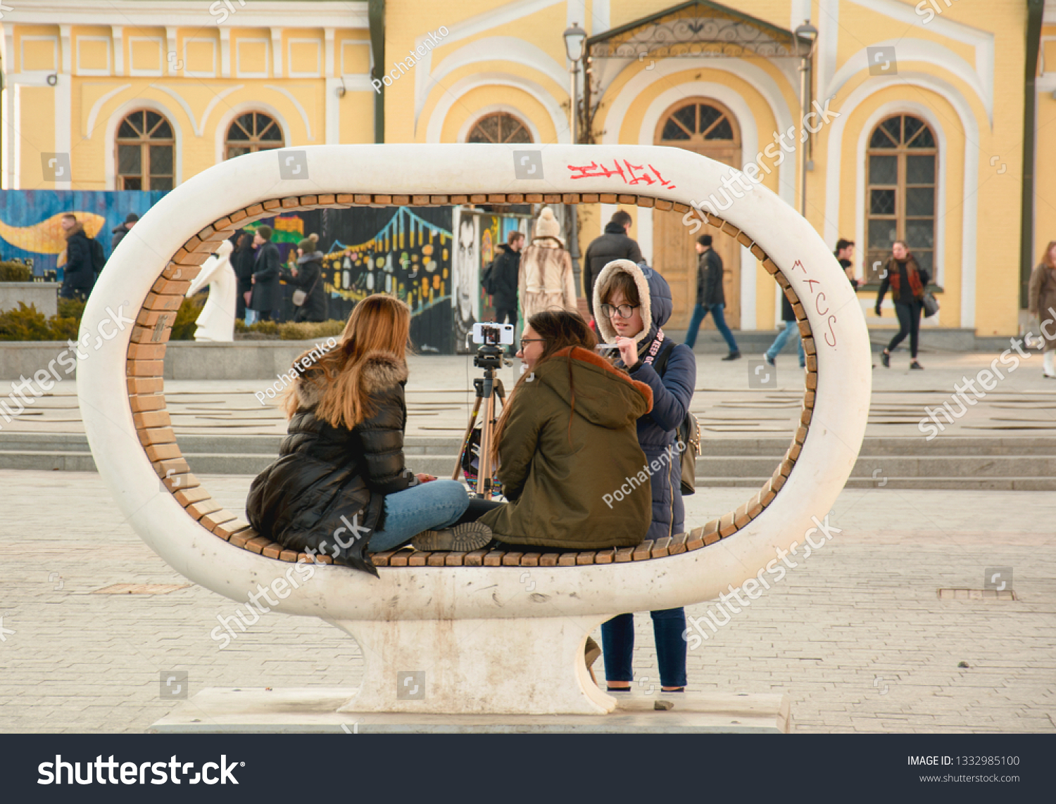 Kiev Ukraine Girls Write Interview Stock Photo Edit Now