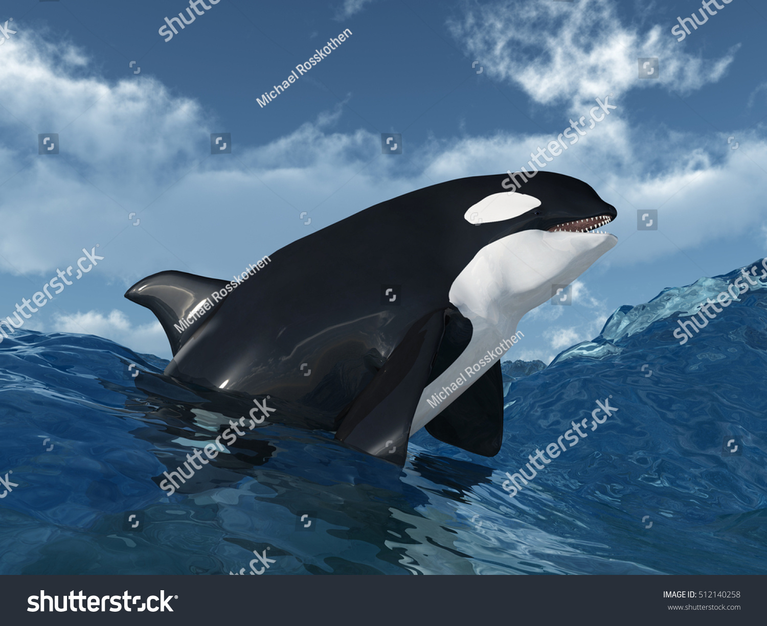 Killer Whale Stormy Ocean Computer Generated Stock Illustration ...