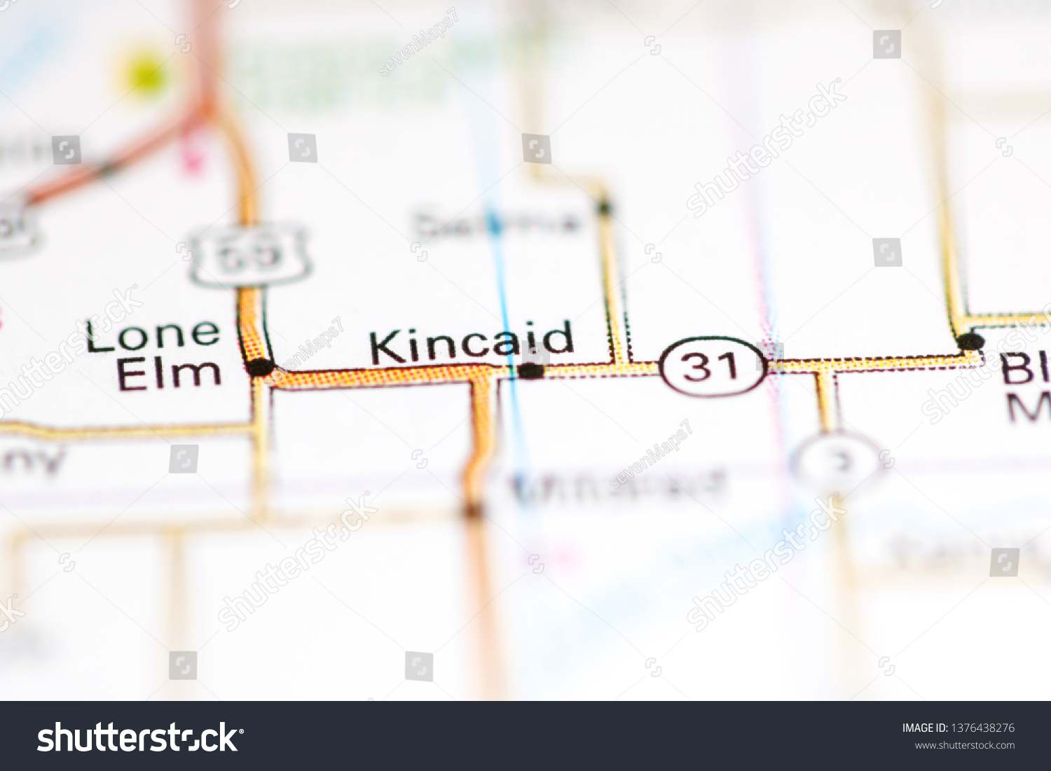 Kincaid Kansas Usa On Geography Map Stock Photo 1376438276 | Shutterstock