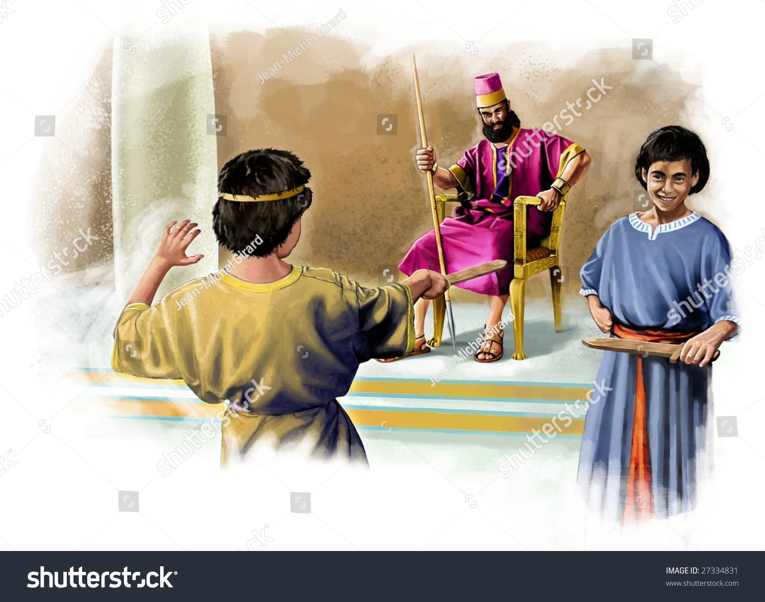 King Saul Prepares To Throw Spear At David Stock Photo 27334831 ...