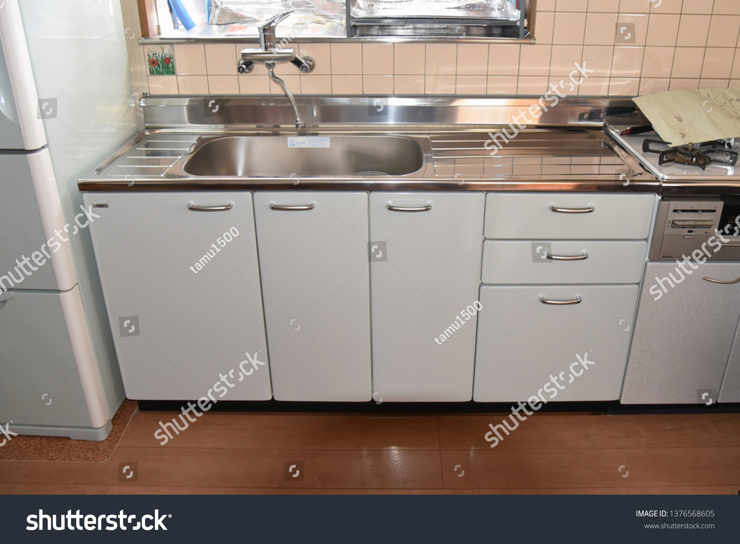 Kitchen Renovation Kitchen Sink Replacement Work Stock Image