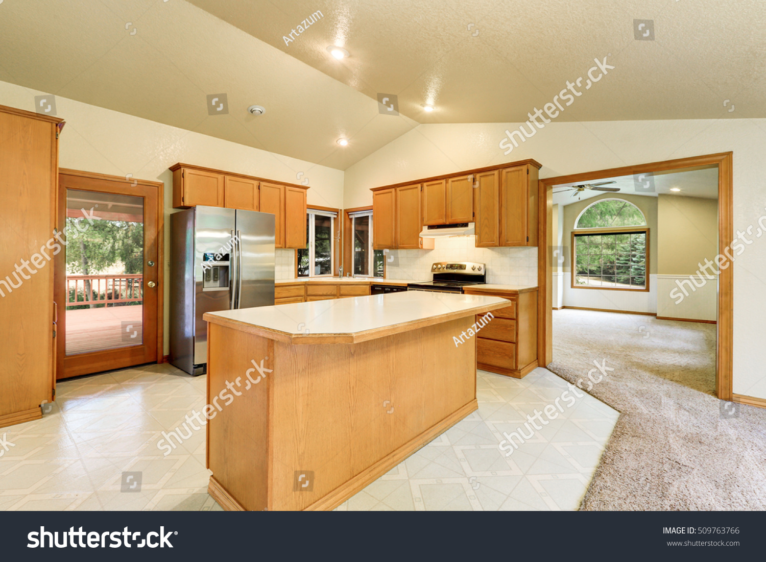 Kitchen Room Interior Horse Ranch Vaulted Stock Photo Edit