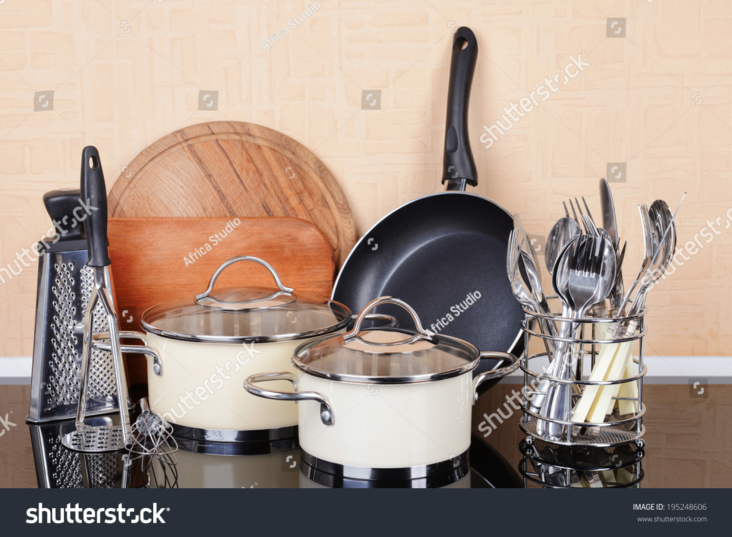 Kitchen Tools On Table Kitchen Stock Photo 195248606 - Shutterstock