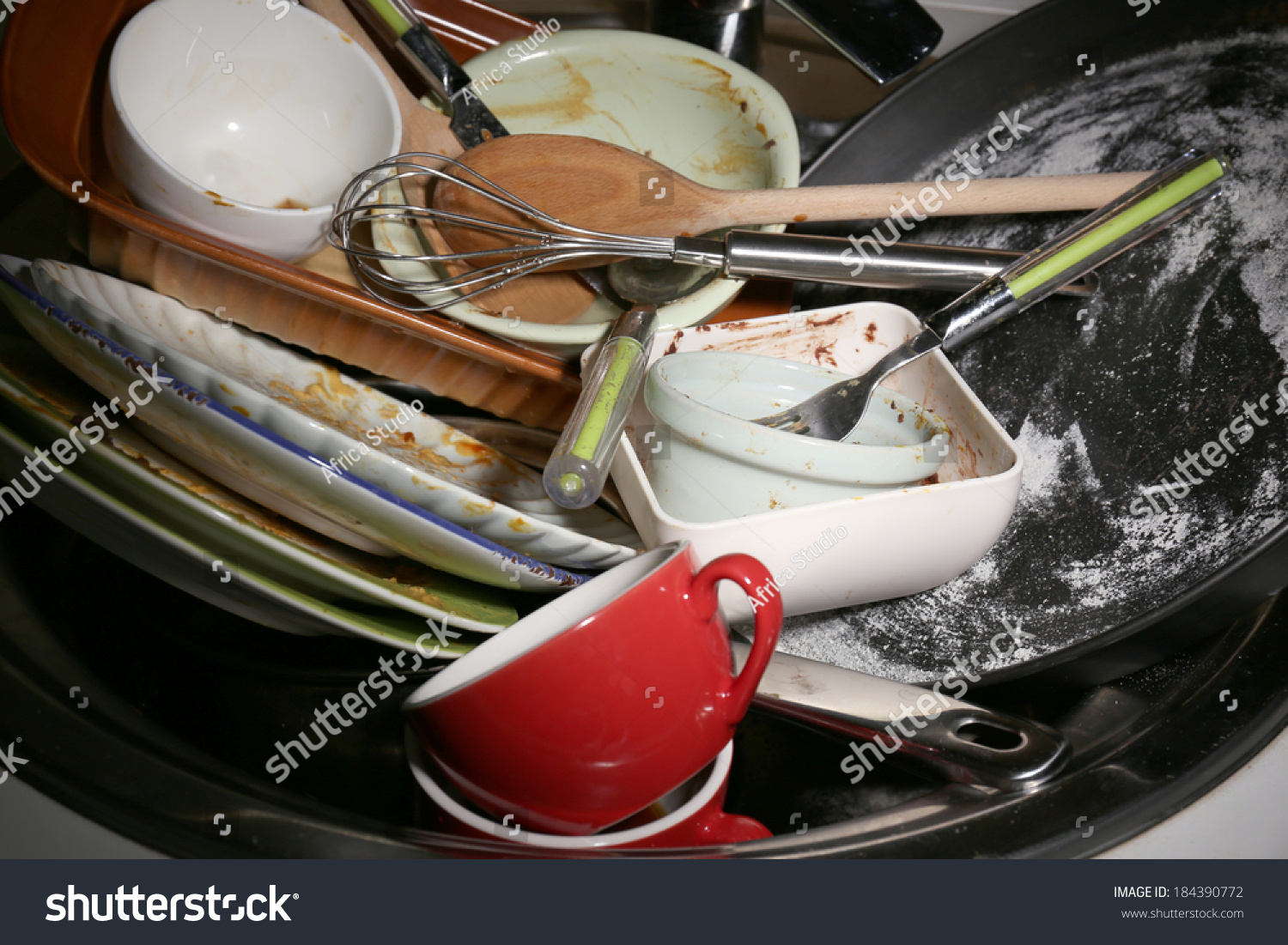 Kitchen Utensils Need Wash Close Up Stock Photo 184390772 : Shutterstock