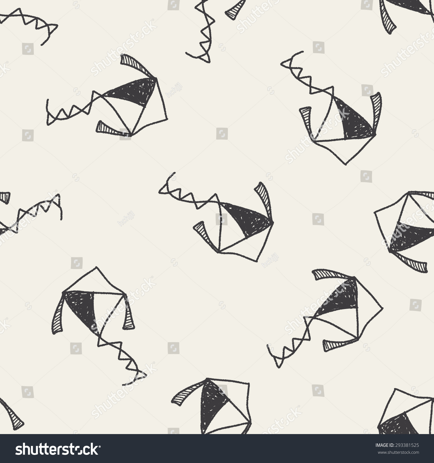 Kite Doodle Seamless Pattern Background Stock Illustration 293381525