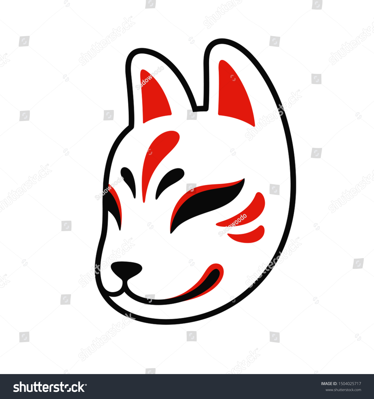 Download Kitsune Fox Mask Icon Traditional Japanese Stock Illustration 1504025717 PSD Mockup Templates