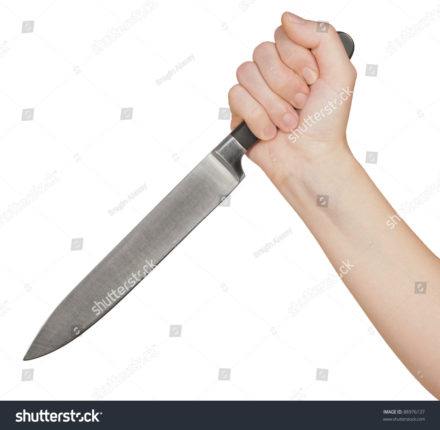 Knife In A Hand With Isolated Over White Stock Photo 88976137 ...