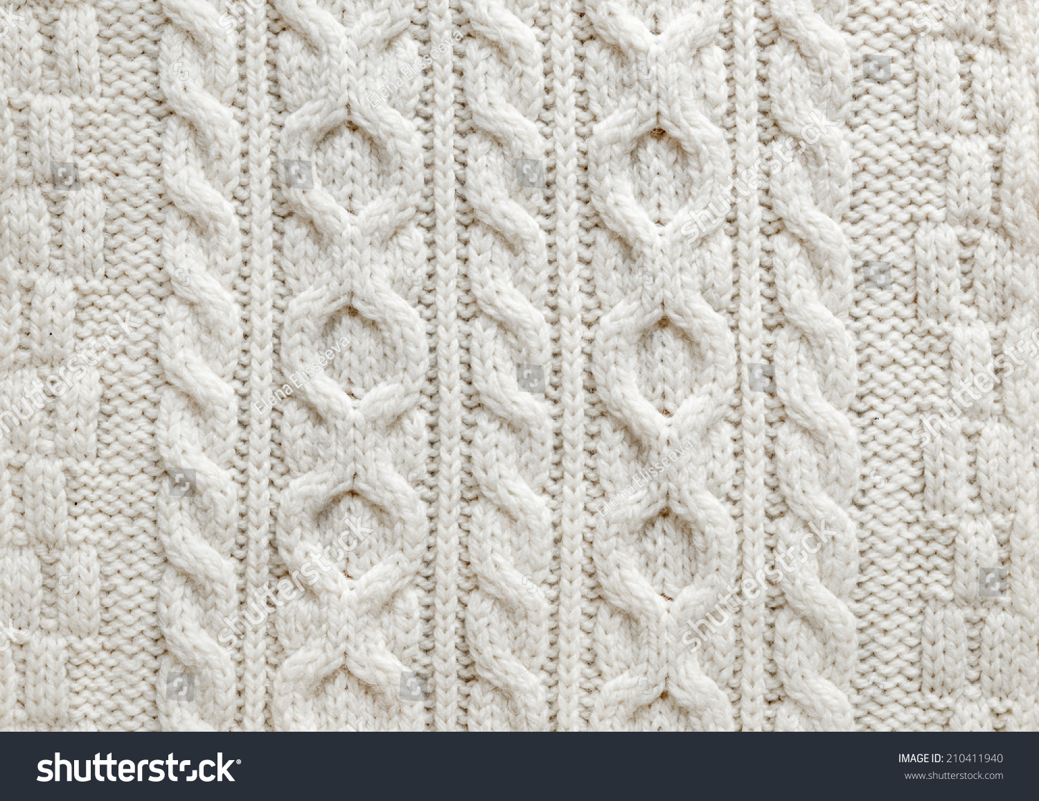 Knit Texture Of Light Natural Wool Knitted Fabric With Cable Pattern As ...