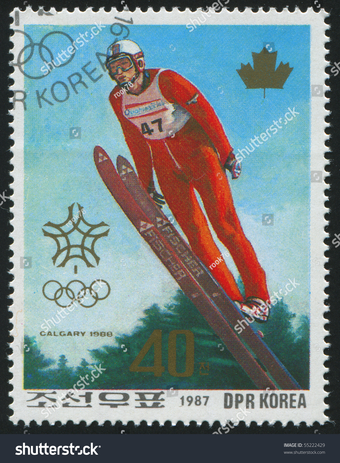 Korea Circa 1987 Stamp Printed Stock Photo 55222429 Shutterstock regarding ski jumping 1987 intended for Residence