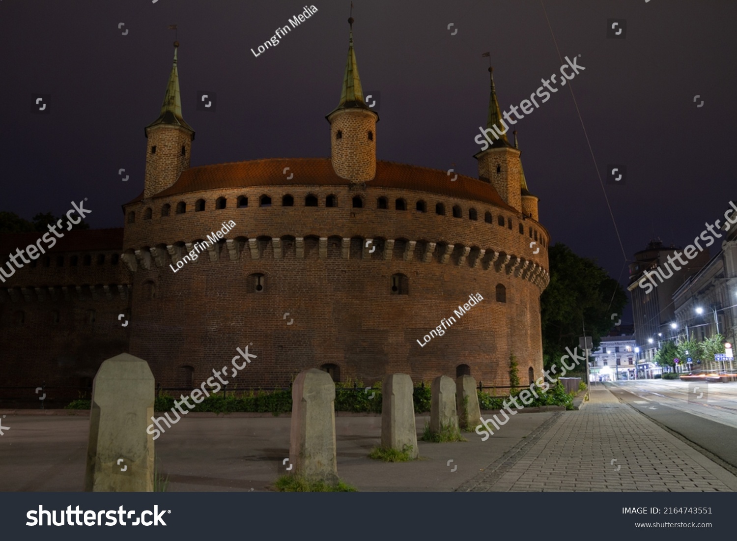 Barbican By Night Historic Fortified Gateway Stock Photo 2164743551 ...