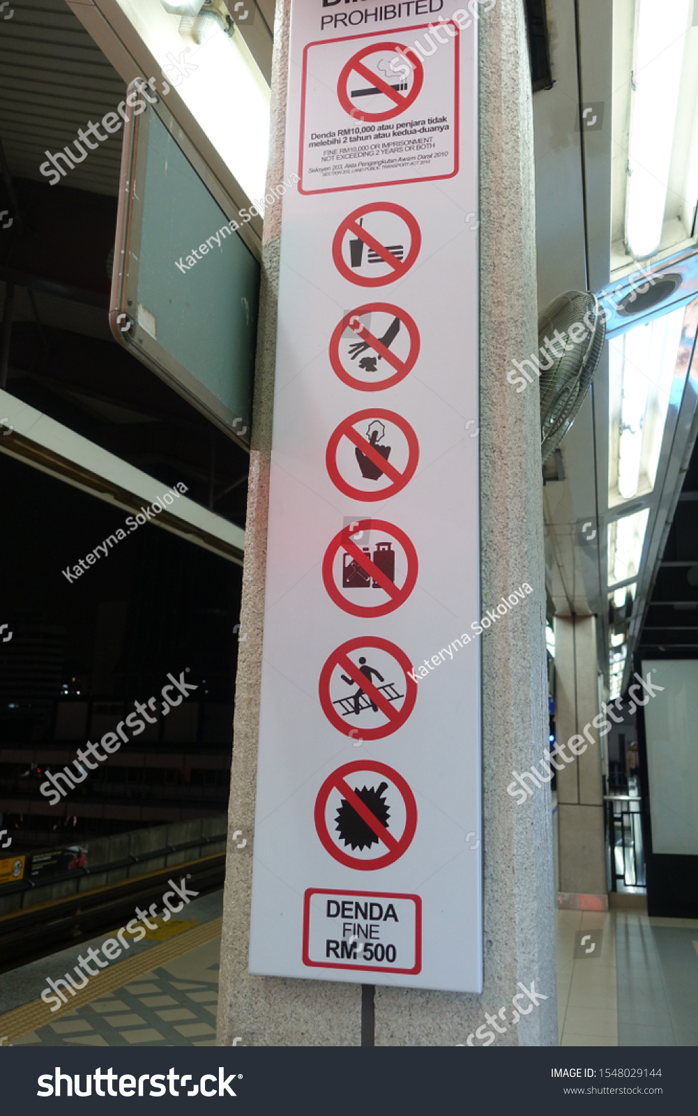 Kuala Lumpurmalaysia 07272019 Signs Prohibited Items Stock Photo ...