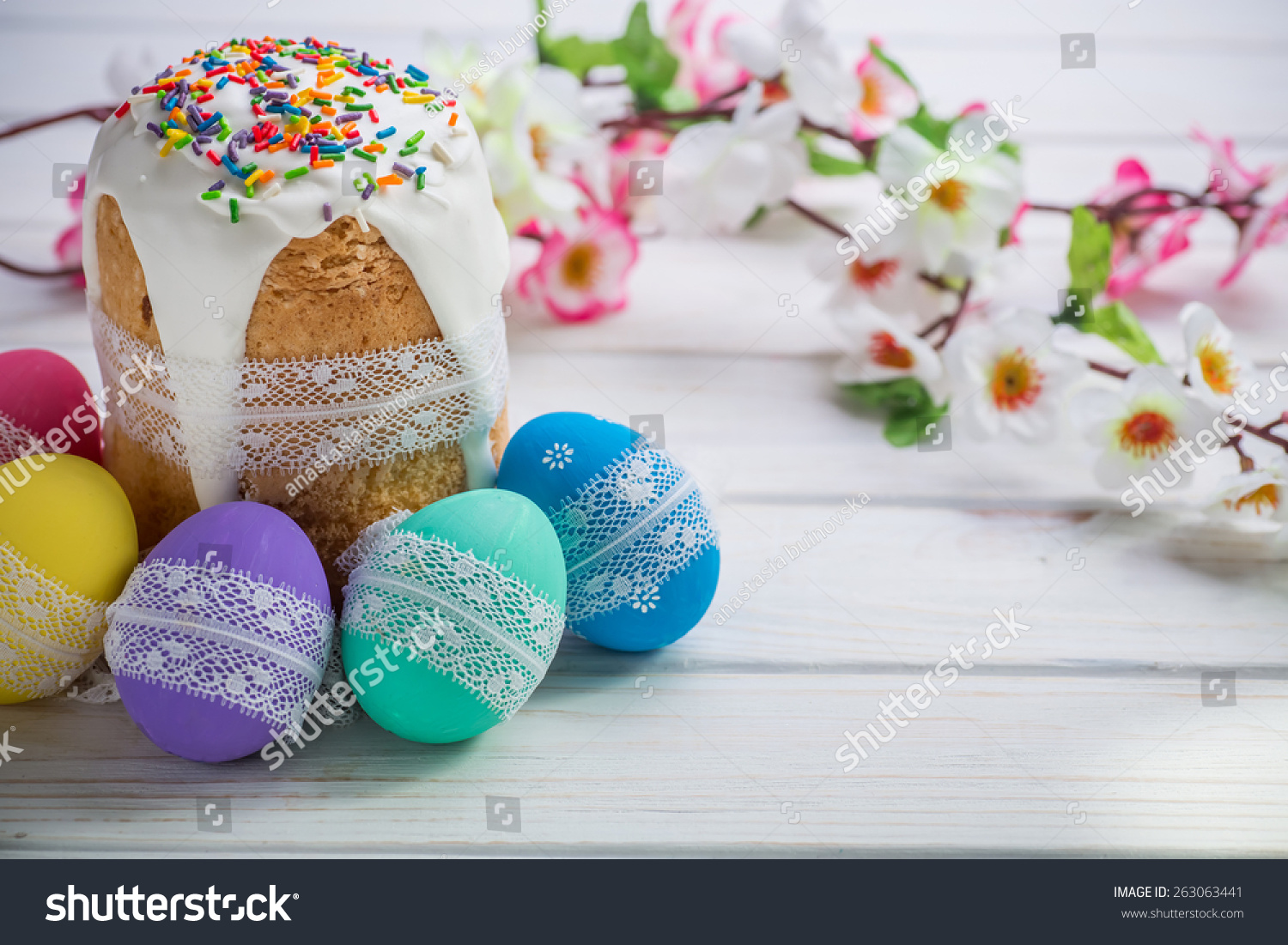 Kulich, Traditional Russian Ukrainian Easter Cake With Icing And ...