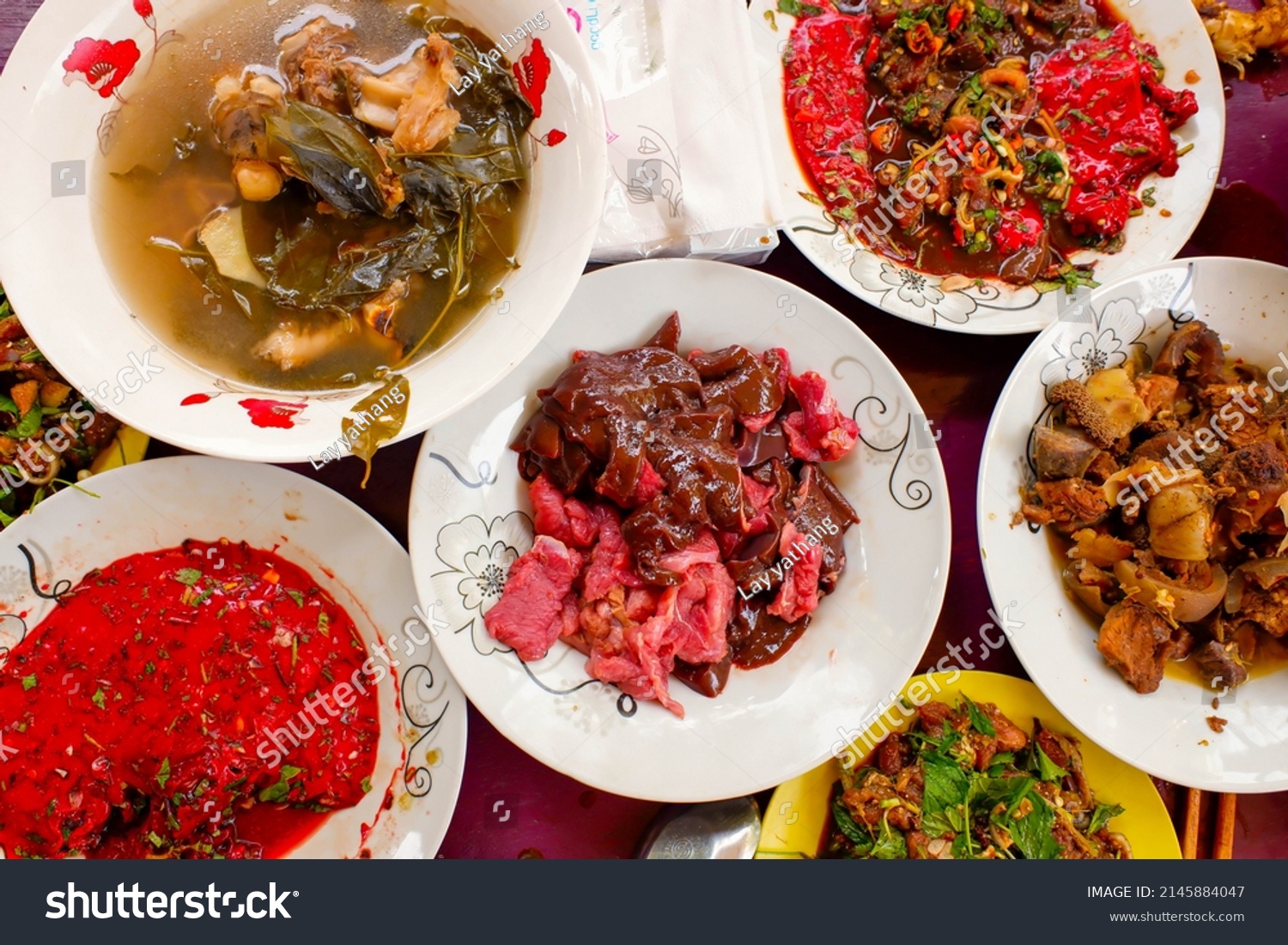 Lab Goat Meat Larb Blood Lao Stock Photo 2145884047 | Shutterstock